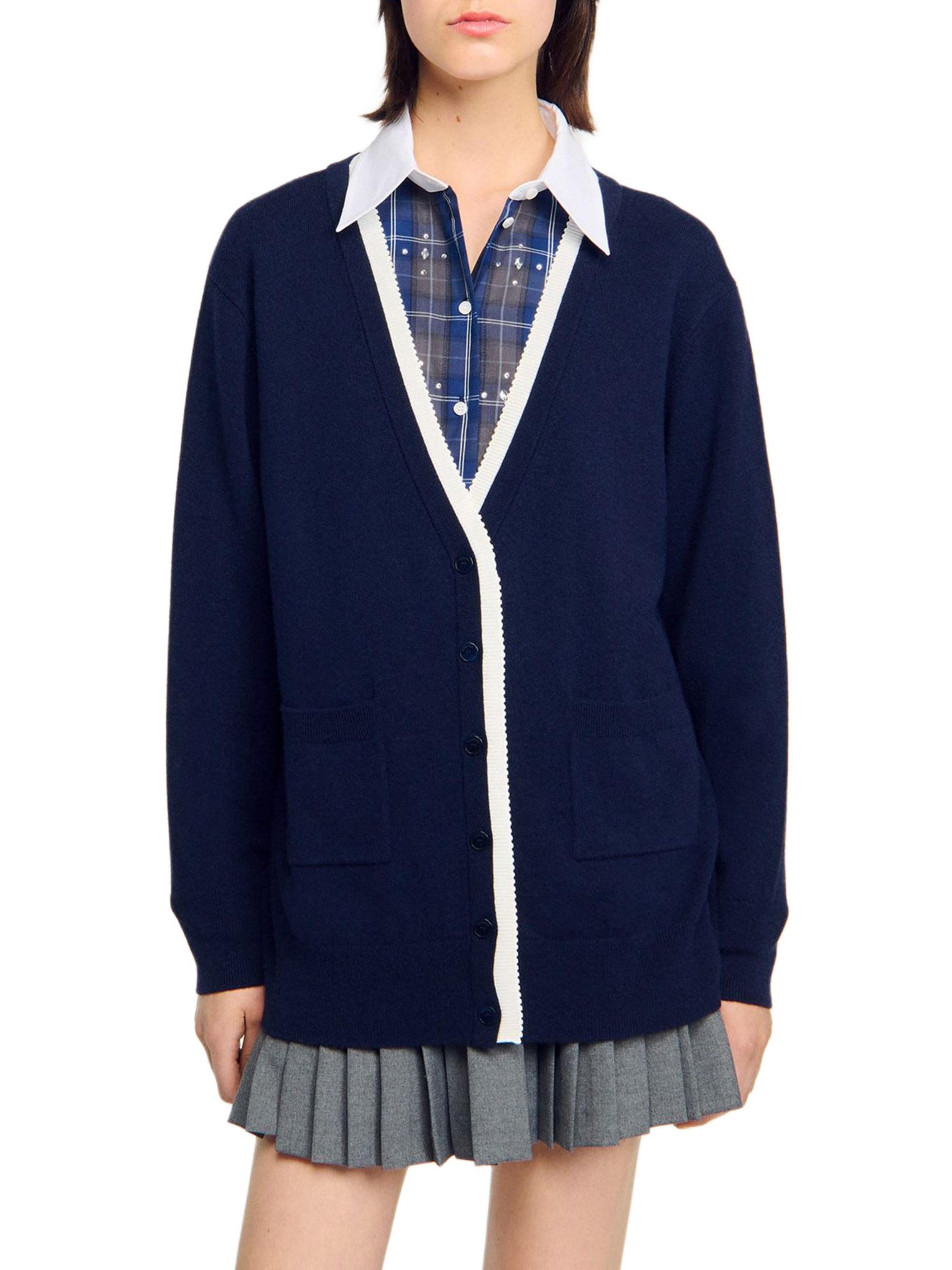 SANDRO ストライプ カーディガン 長袖 Sandro Long Wool and Cashmere Cardigan | Saks Fifth Avenue
