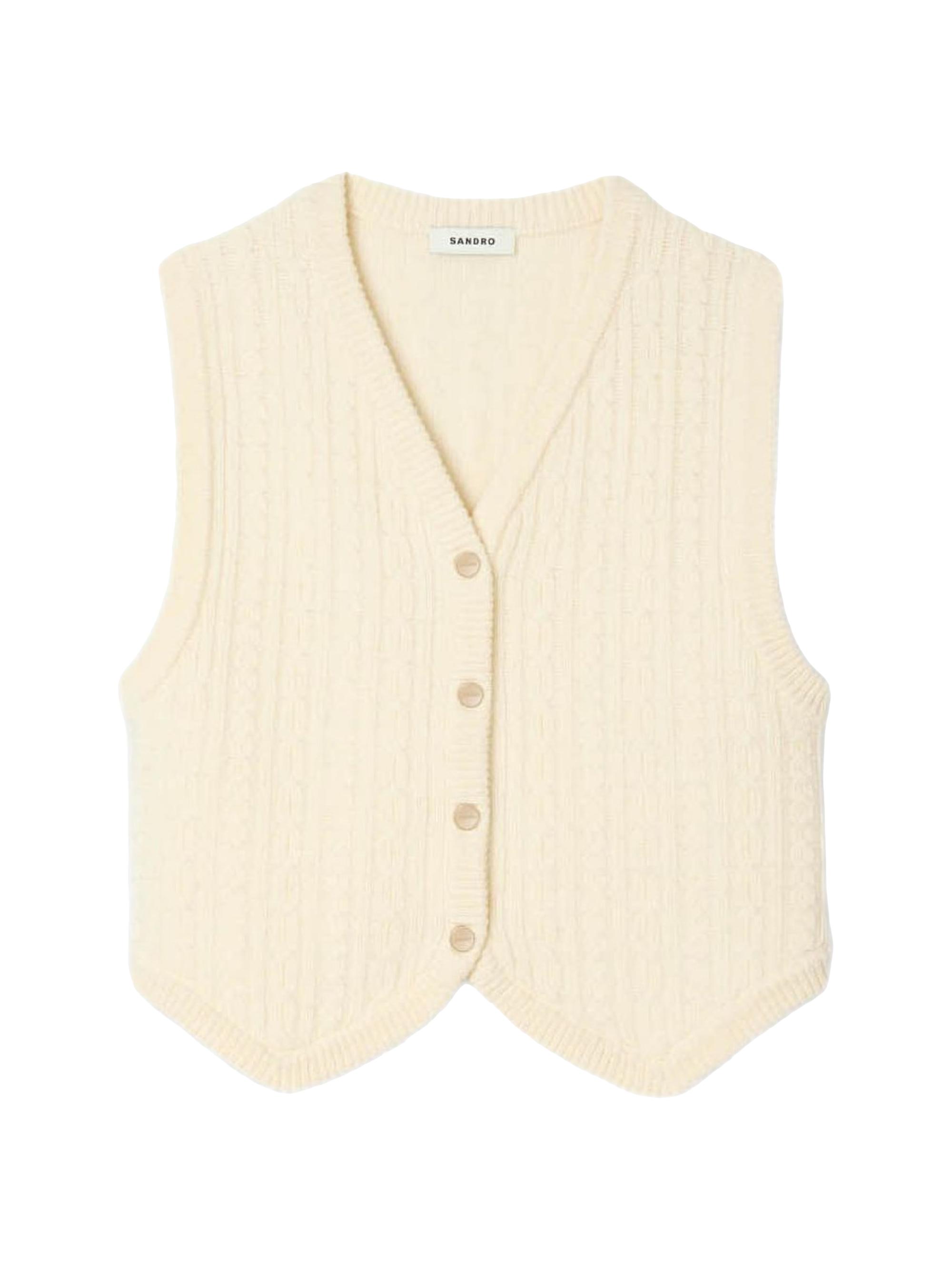 Sandro Women's Cable Knit Vest - Ecru