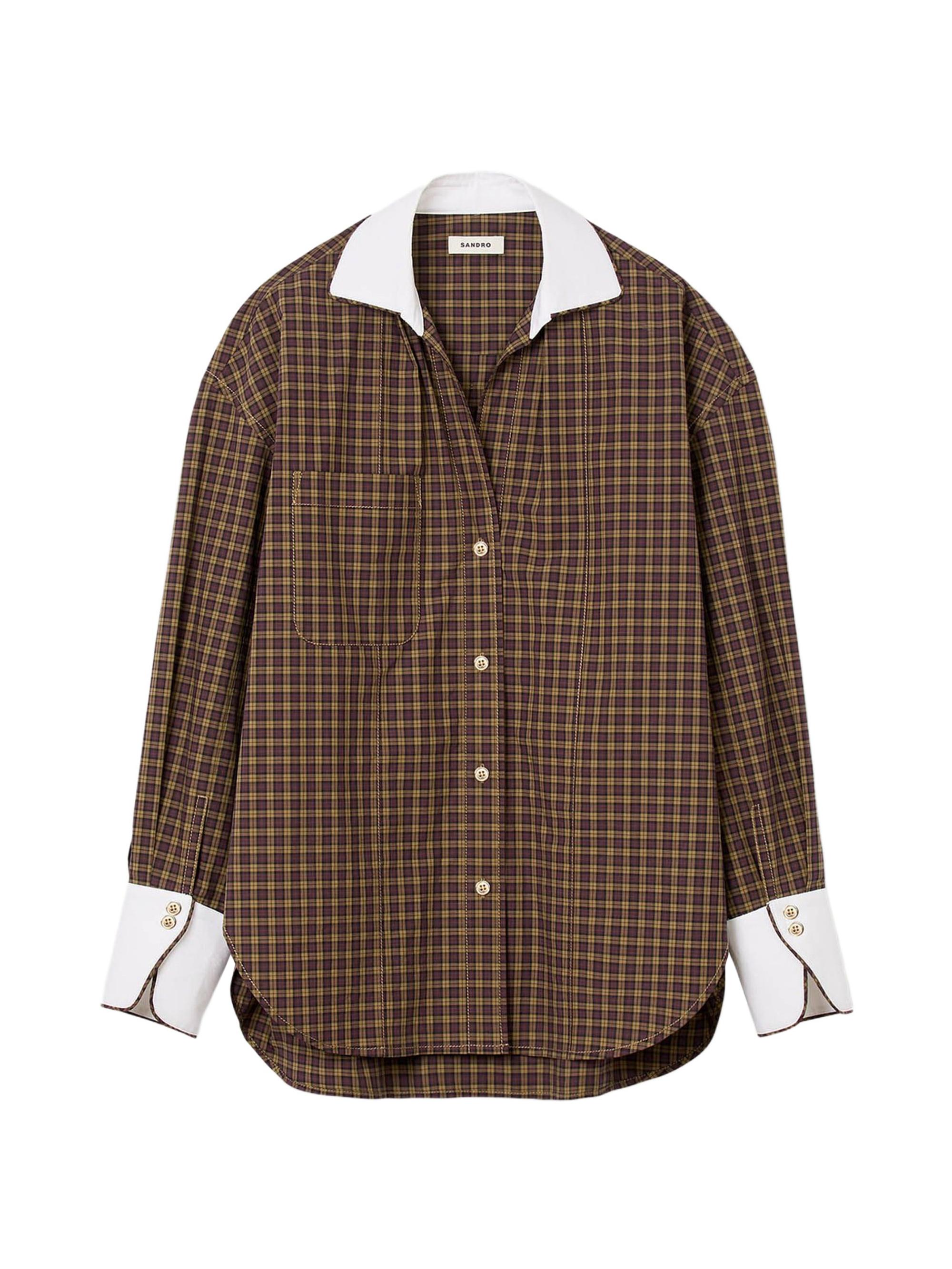 Sandro Women's Two-Tone Check Shirt - Brown Multi