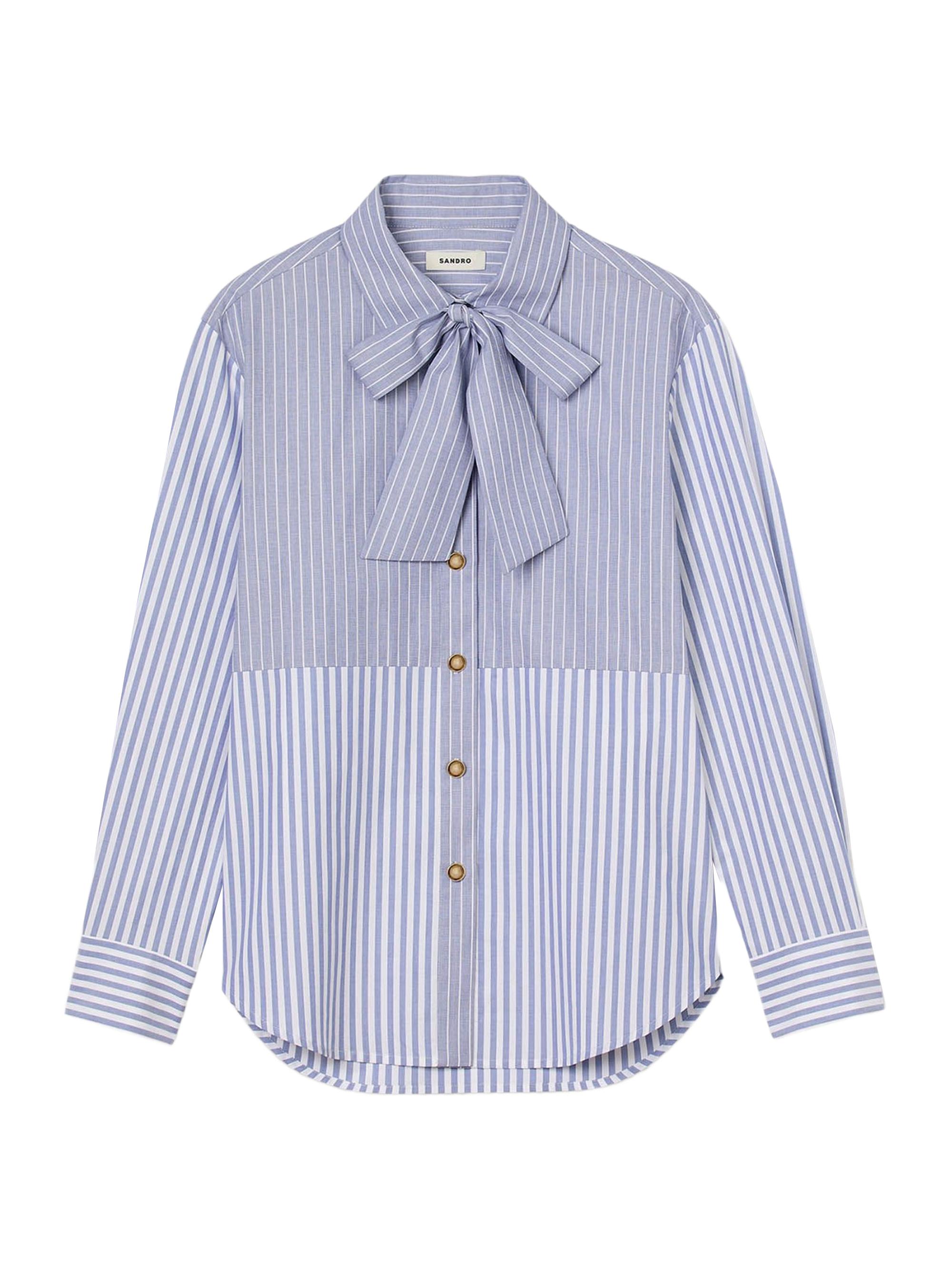 Sandro Women's Striped Tie Shirt - Blue Multi