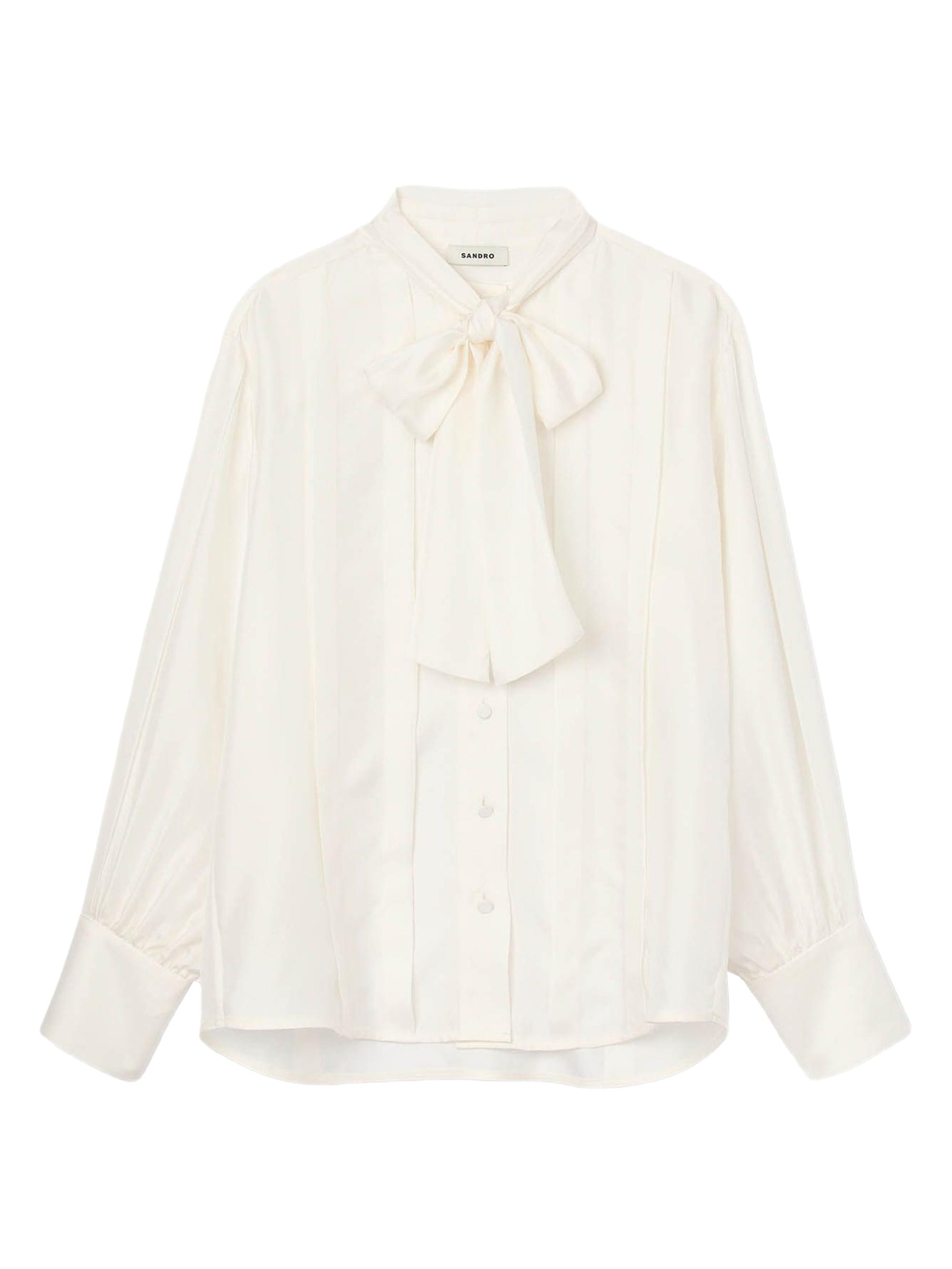 Sandro Women's Silk lavallière shirt - Ecru
