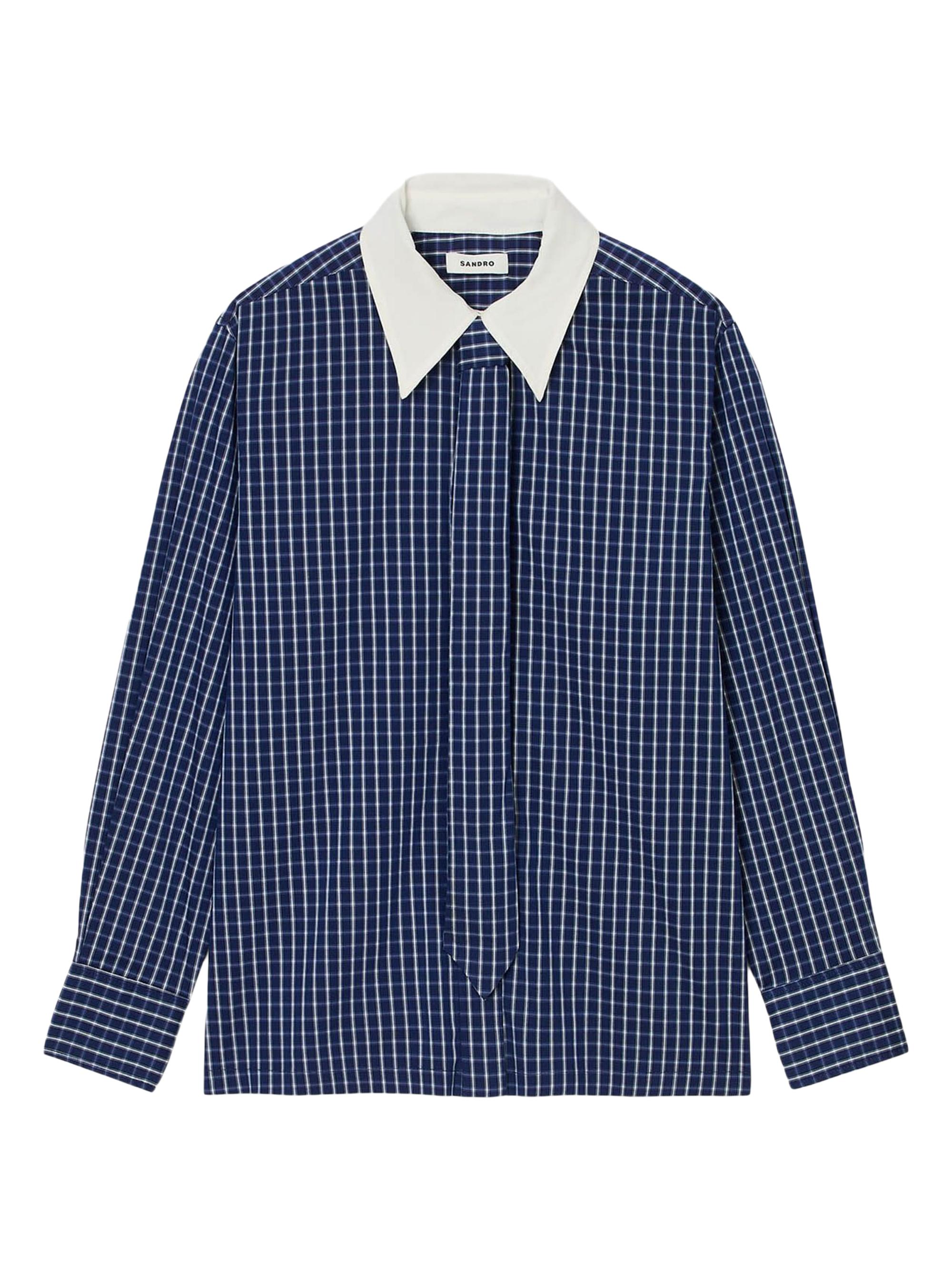 Sandro Women's Check Shirt with Tie - Blue Multi