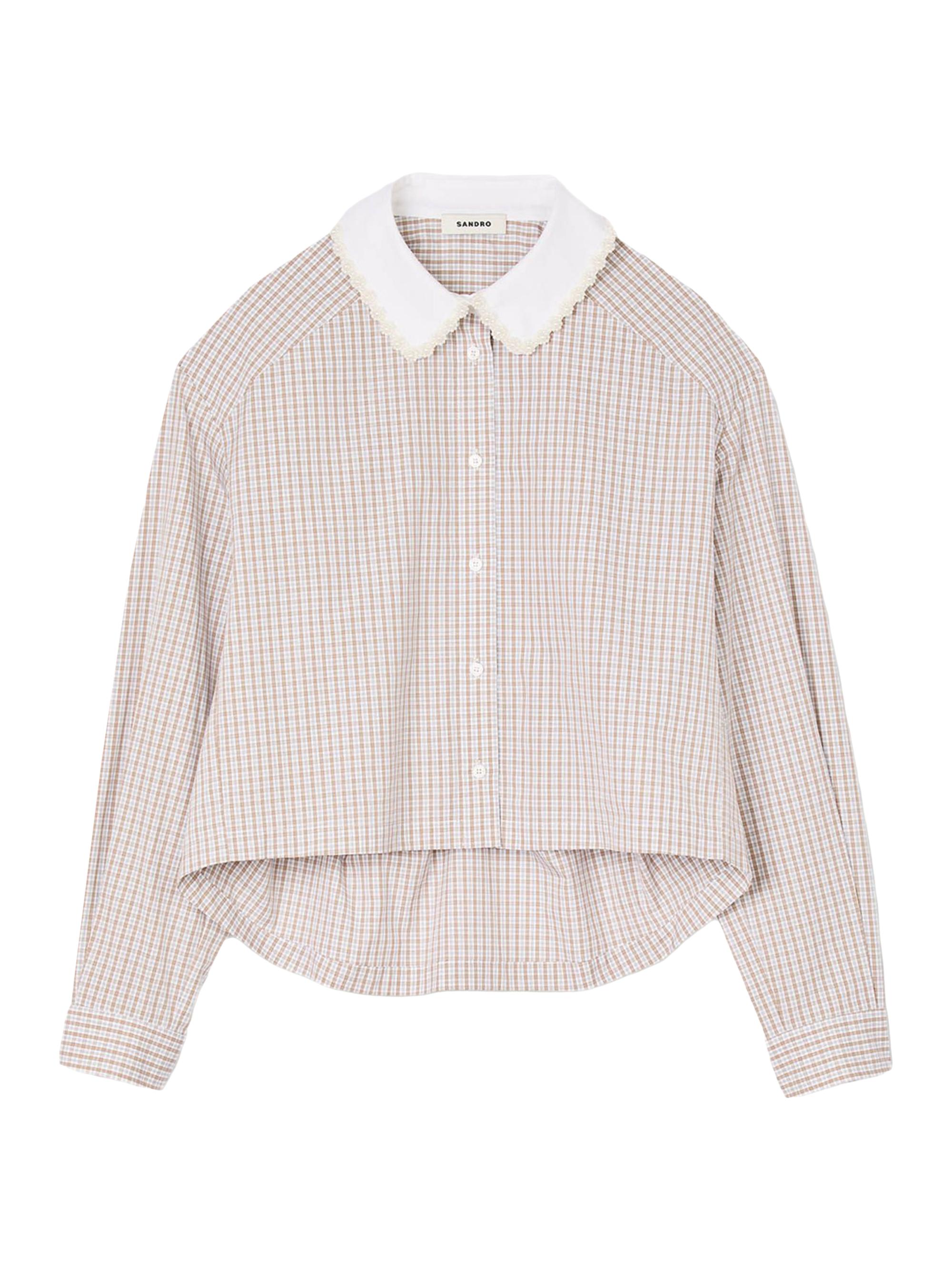 Sandro Women's Check Flannel Shirt - Beige White