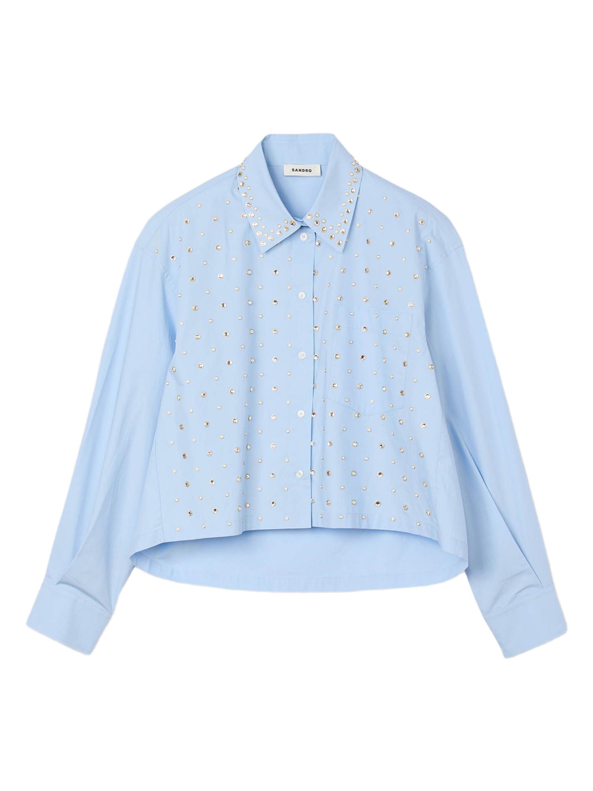 Sandro Women's Rhinestone Shirt - Sky Blue