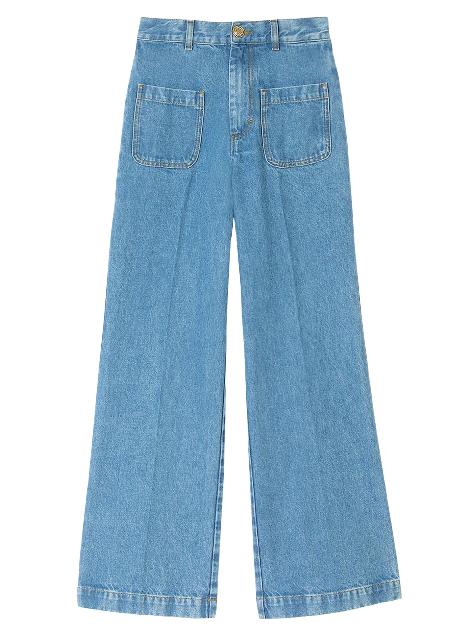 Sandro Women's Wide-Leg High-Rise Jeans - Blue Jean