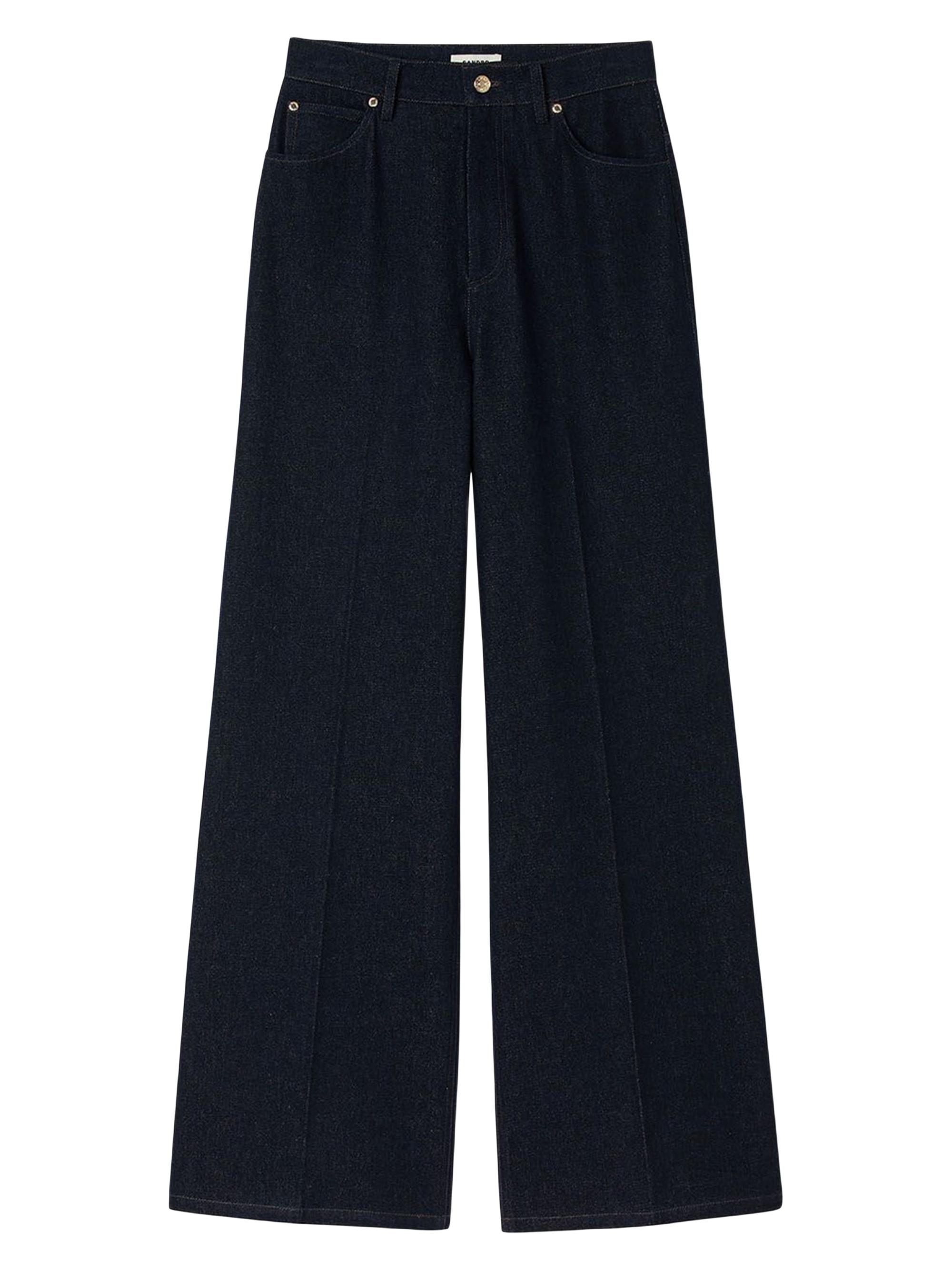 Sandro Women's Wide Leg Raw Jeans - Blue Jean