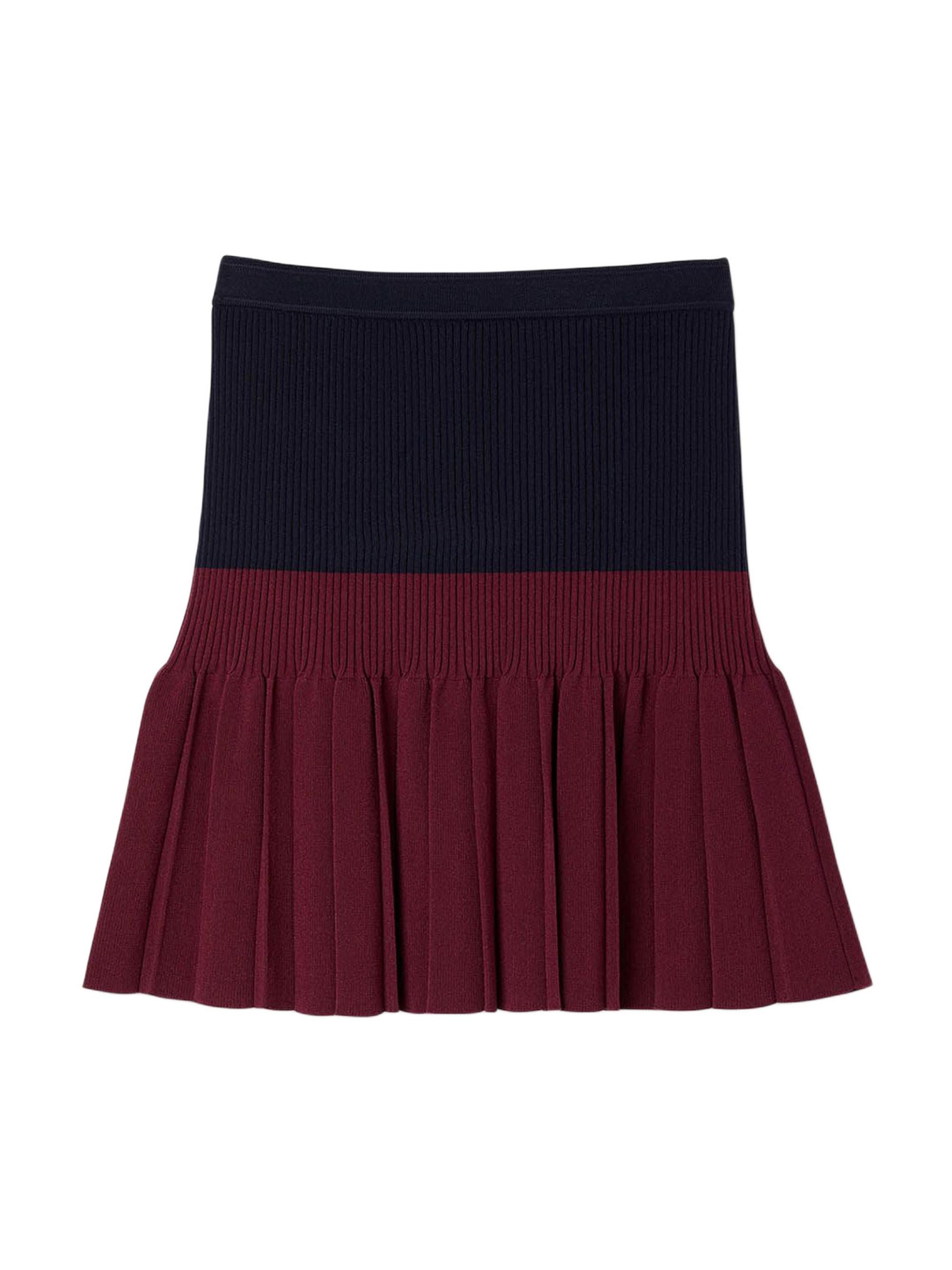 Sandro Women's Mini Two Tone Pleated Skirt - Navy Blue
