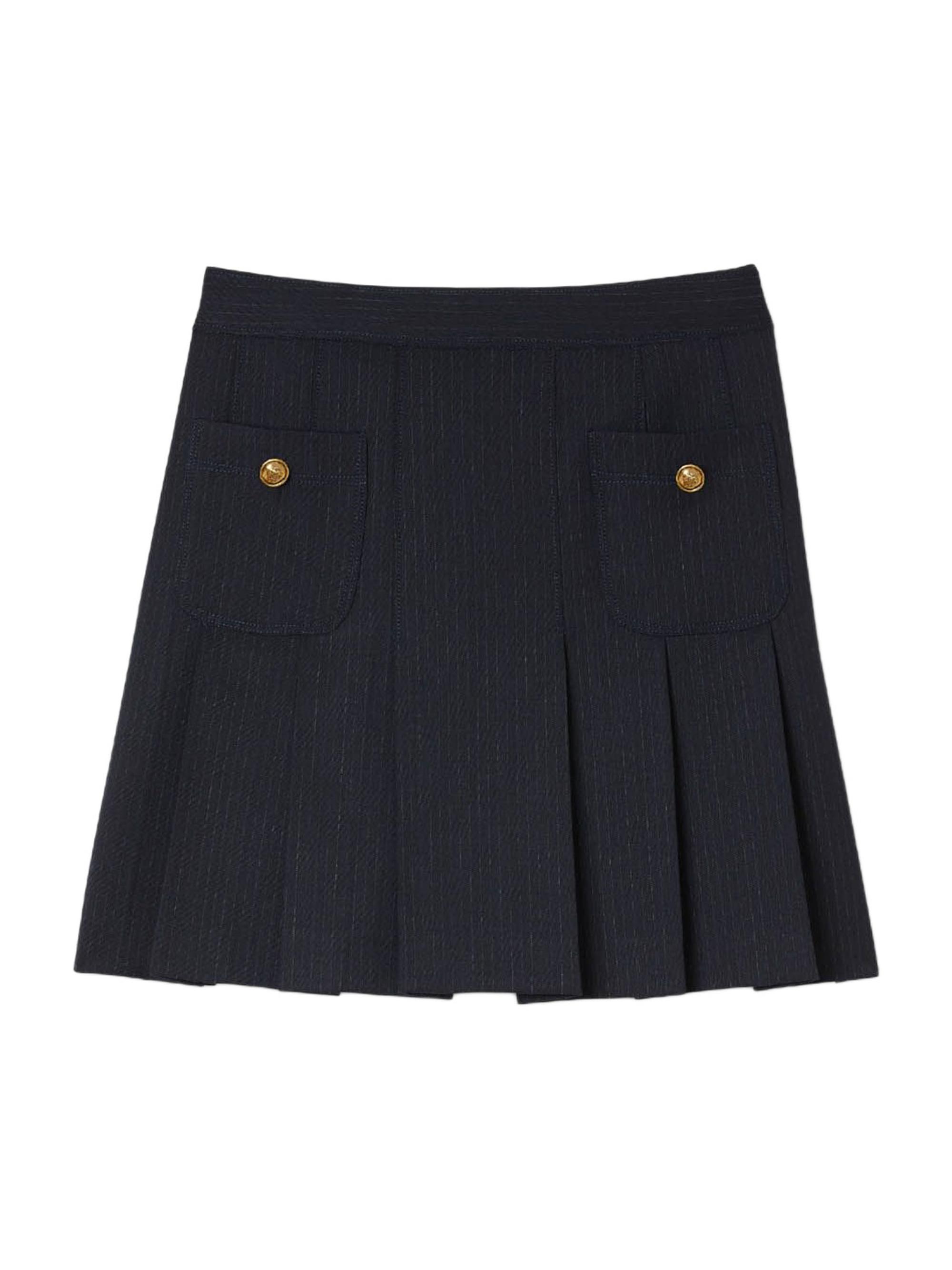 Sandro Women's Mini Striped Pleated Skirt - Navy Blue