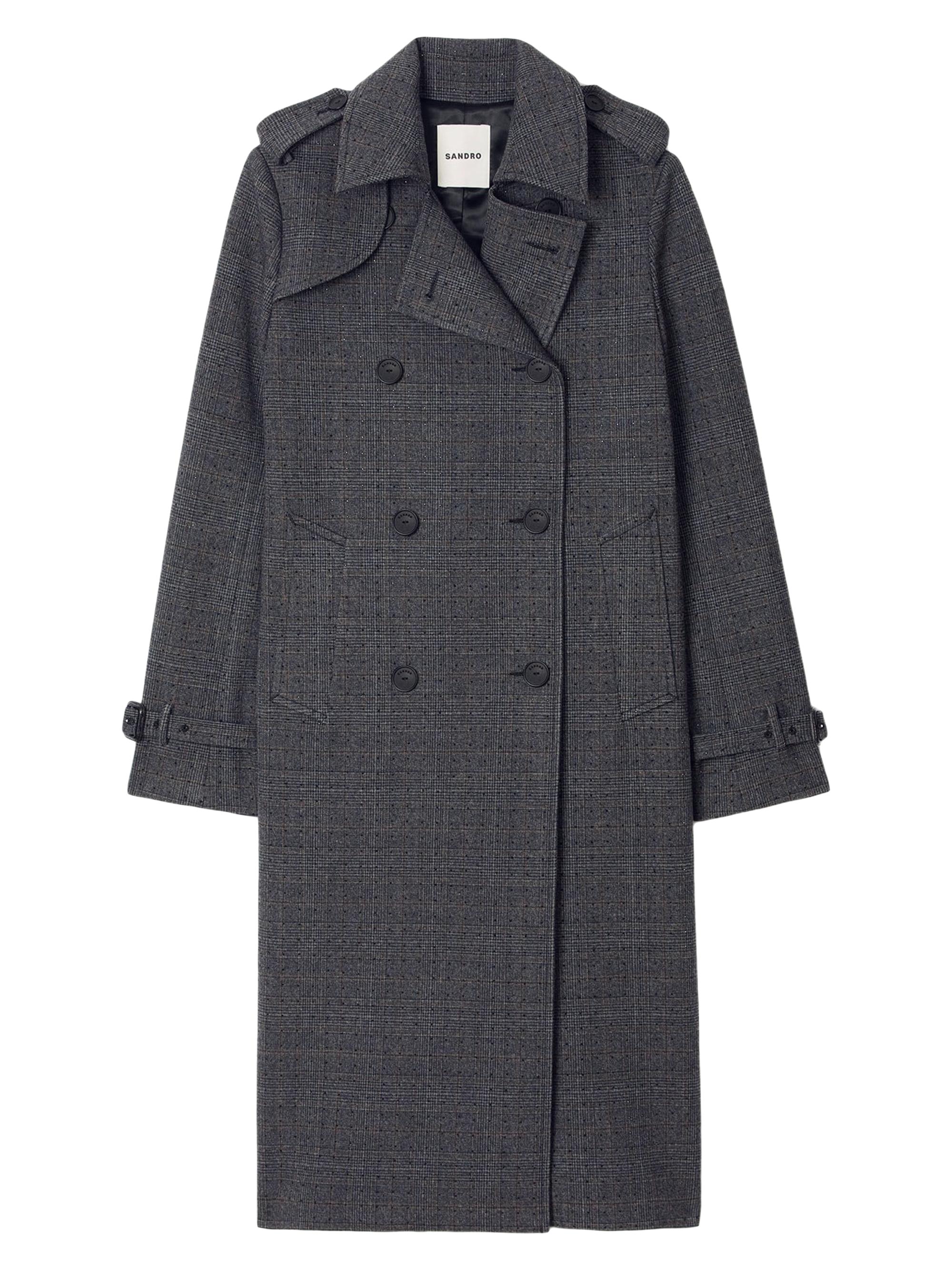 Sandro Women's Rhinestone Trench Coat - Grey Brown