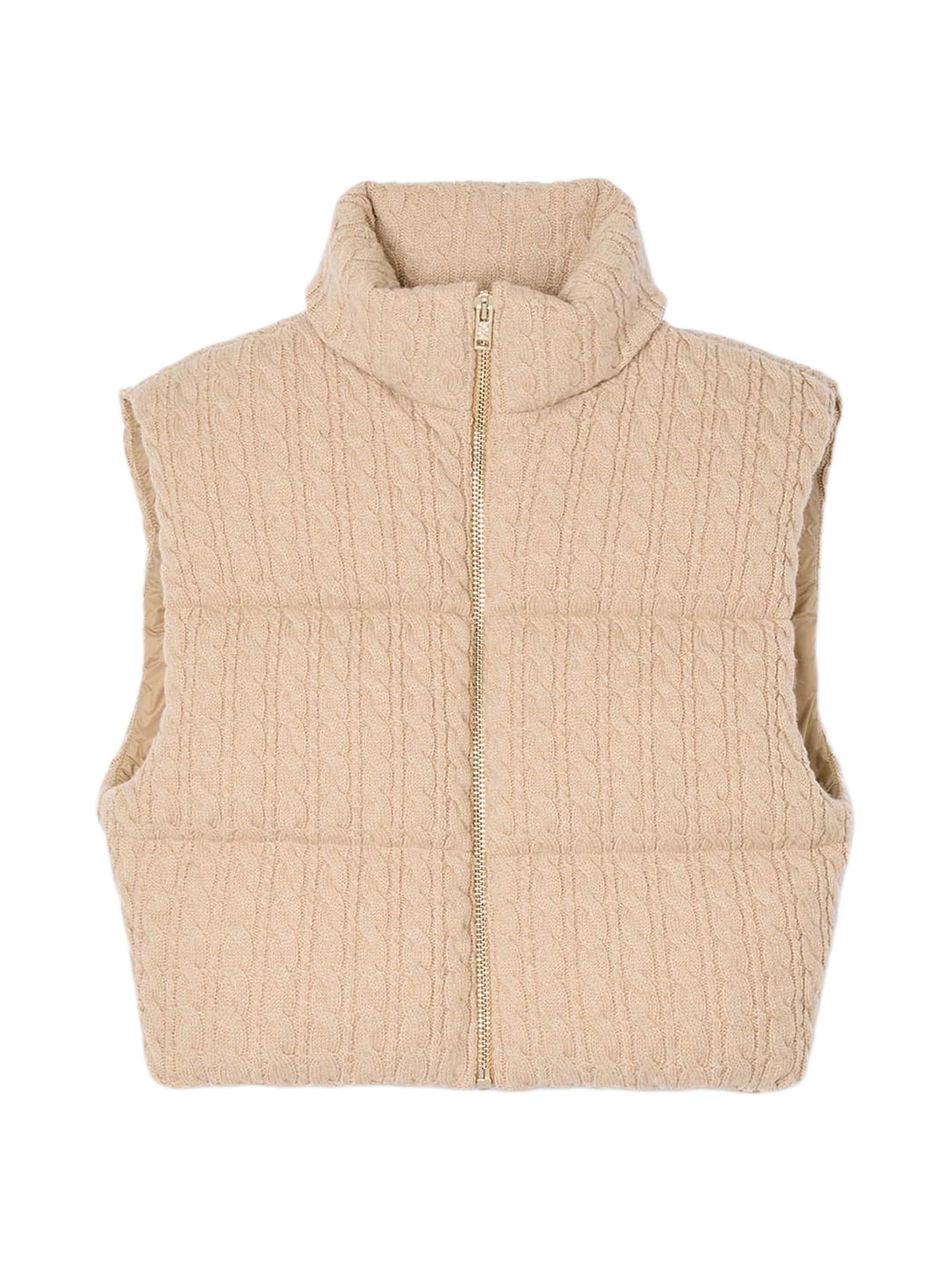 Sandro Women's Cropped Sleeveless Puffer Vest - Beige