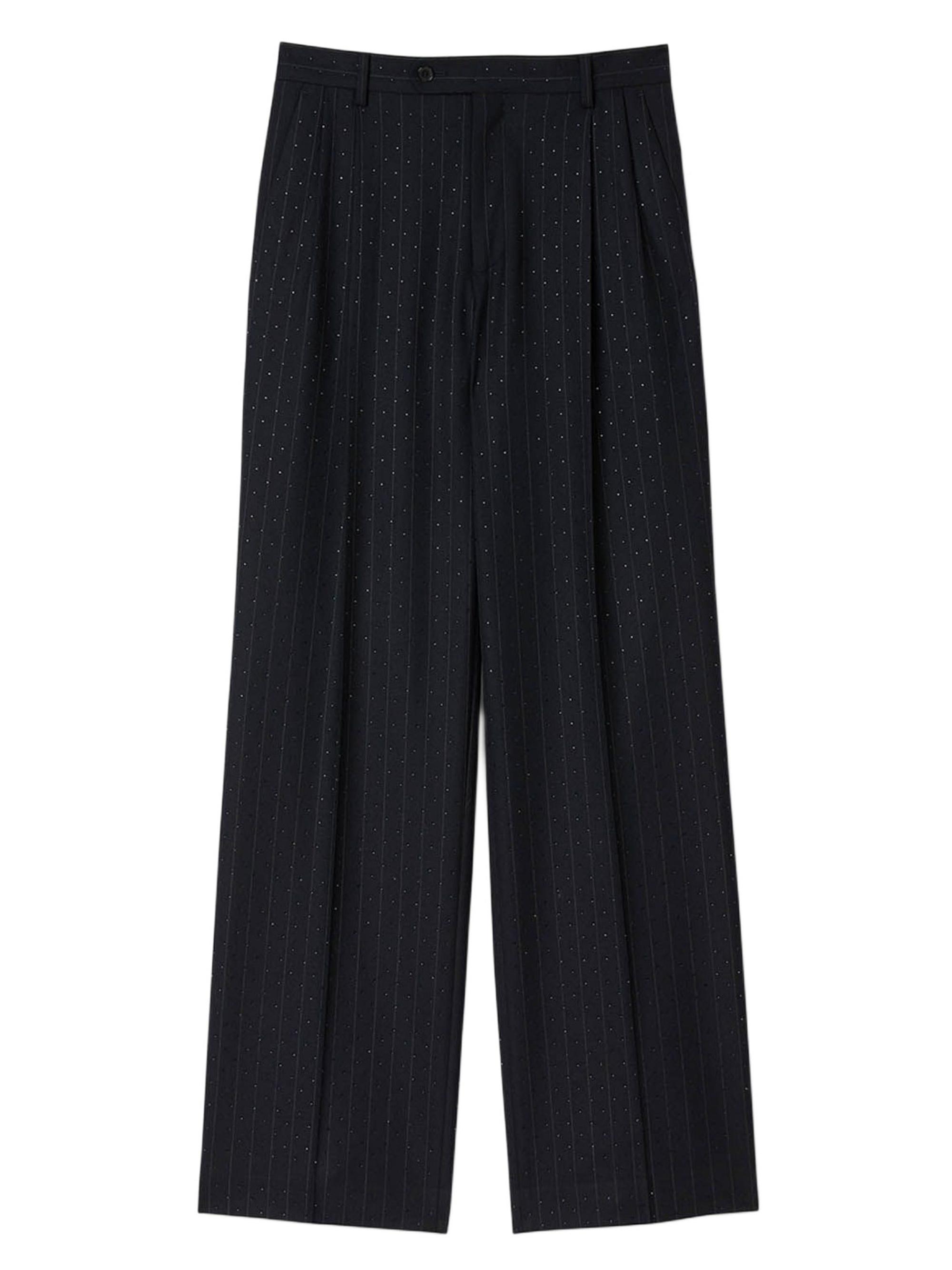 Sandro Women's Rhinestone Striped Trousers - Navy Blue