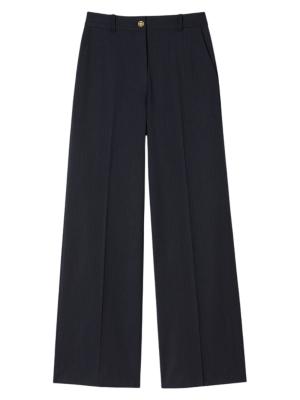 Sandro Women's Chalk-Striped Trousers - Navy Blue