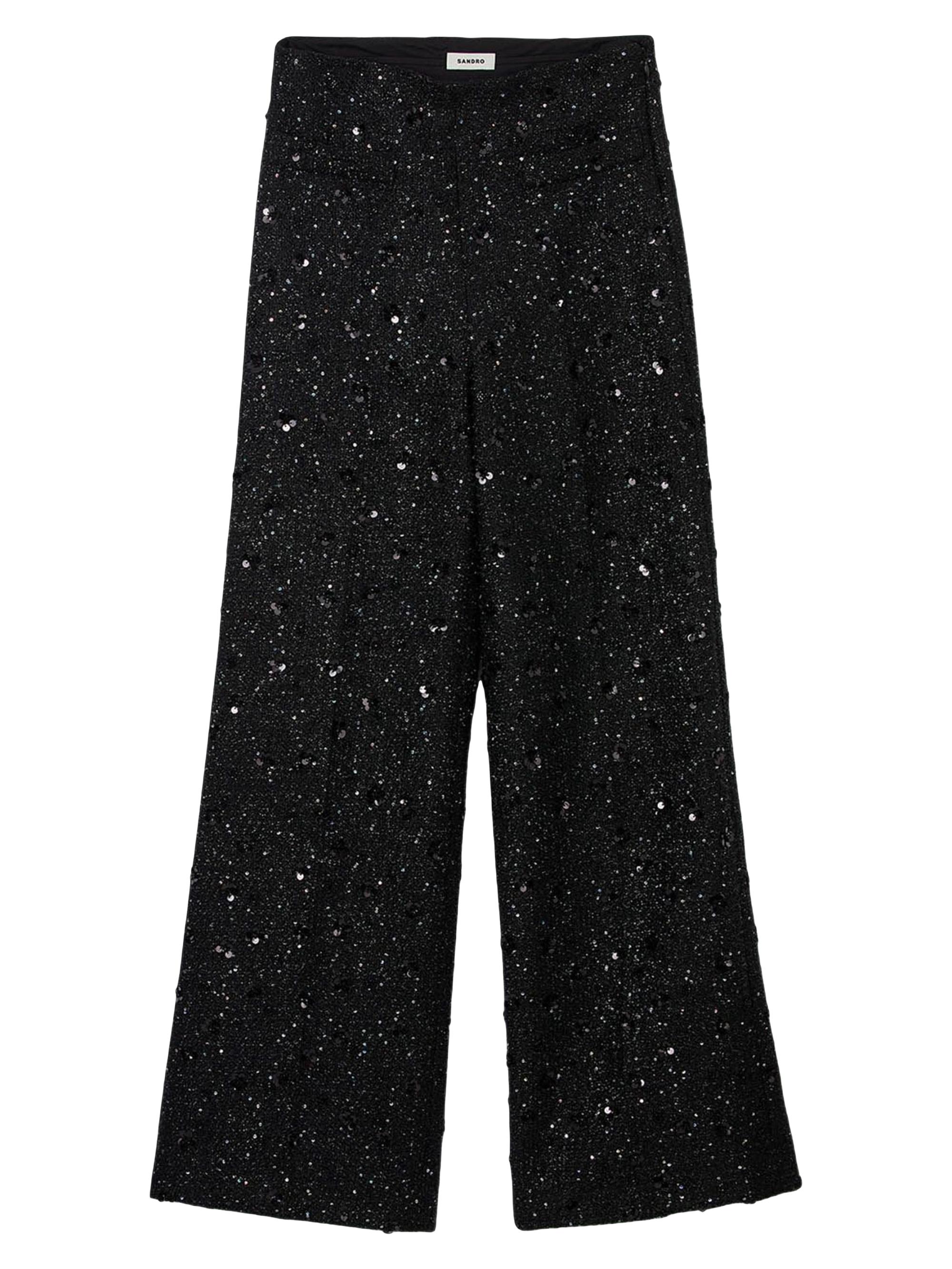 Sandro Women's Rhinestone Tweed Trousers - Black