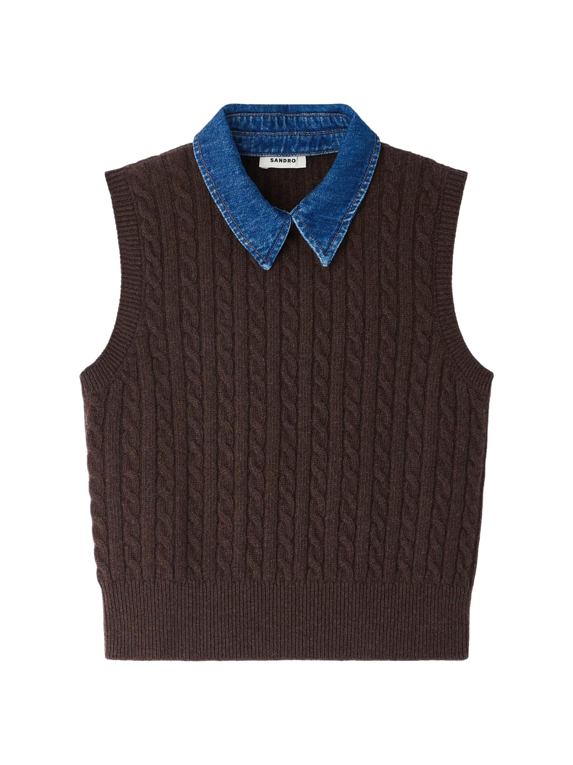 SANDRO 重ね着風　ニット Sandro Knit Cardigan with Embroidered Pocket | Saks Fifth Avenue