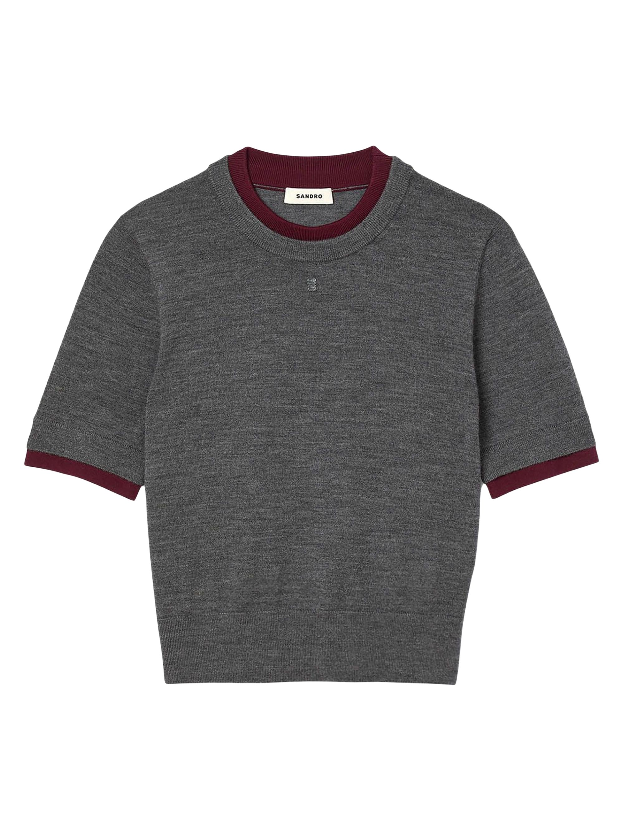 Sandro Women's Two Tone Cropped Sweater - Navy Blue