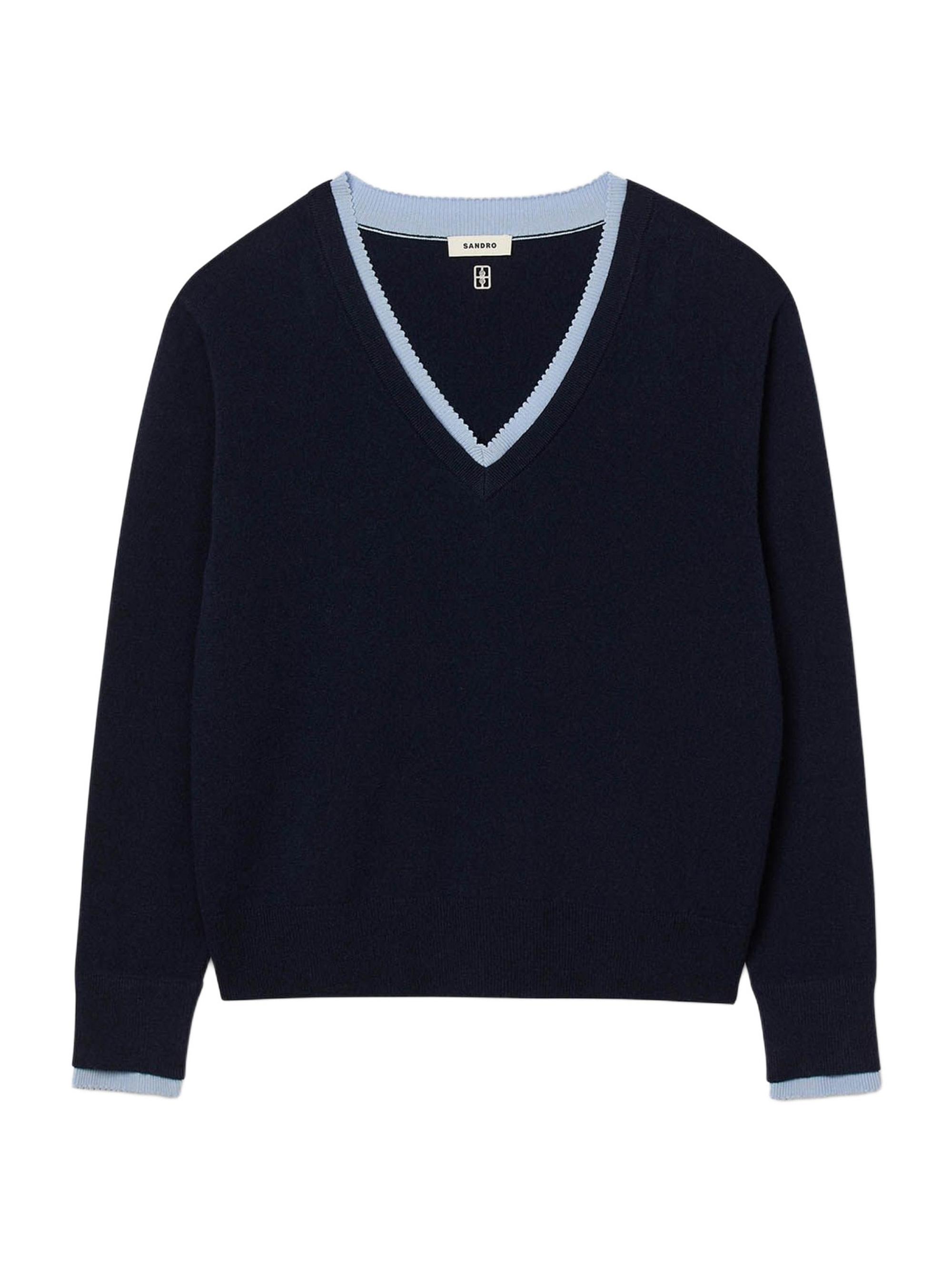 Sandro Women's Wool and Cashmere Sweater - Navy Blue