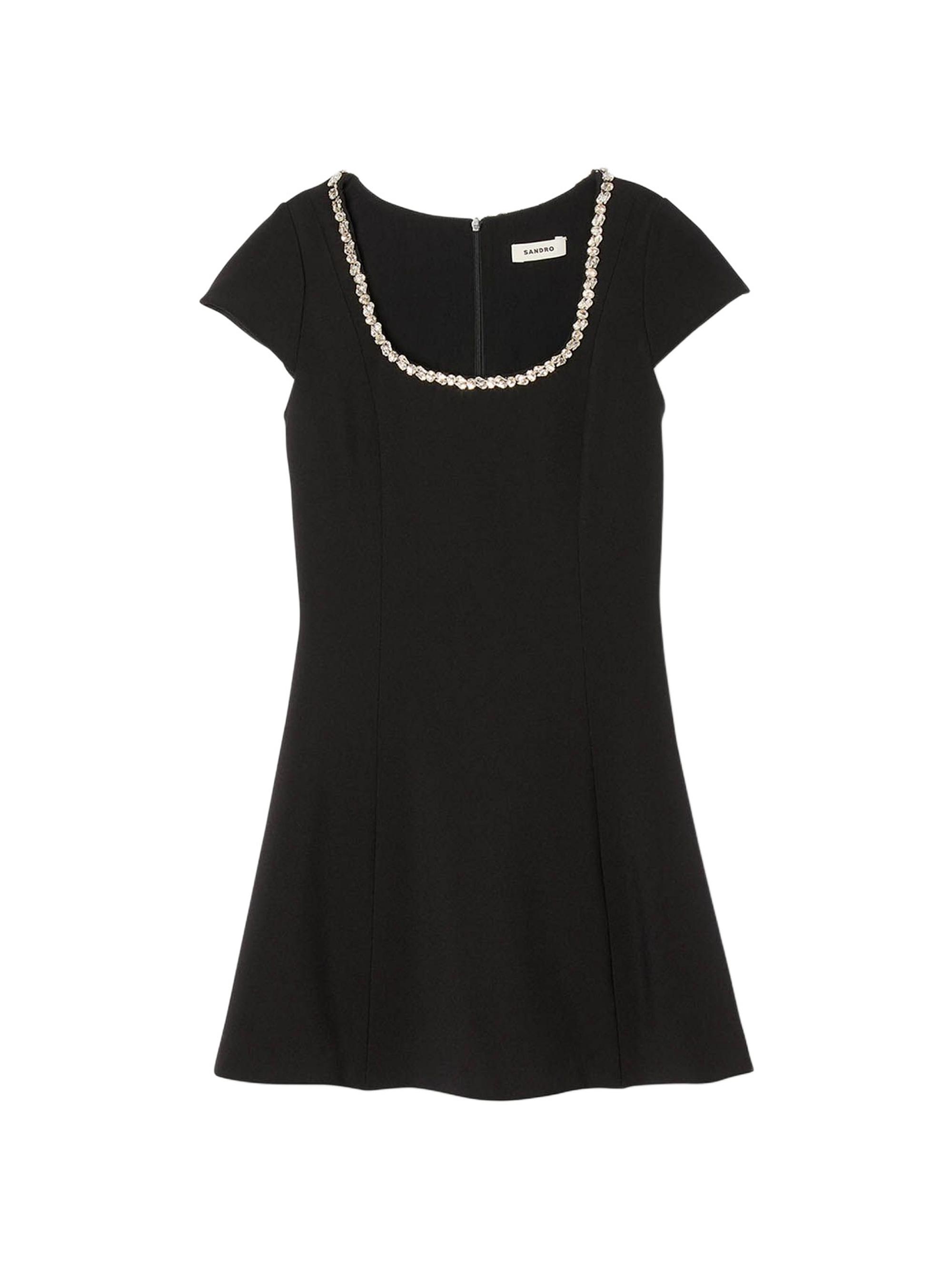 Sandro Women's Short Dress with Rhinestone Collar - Black