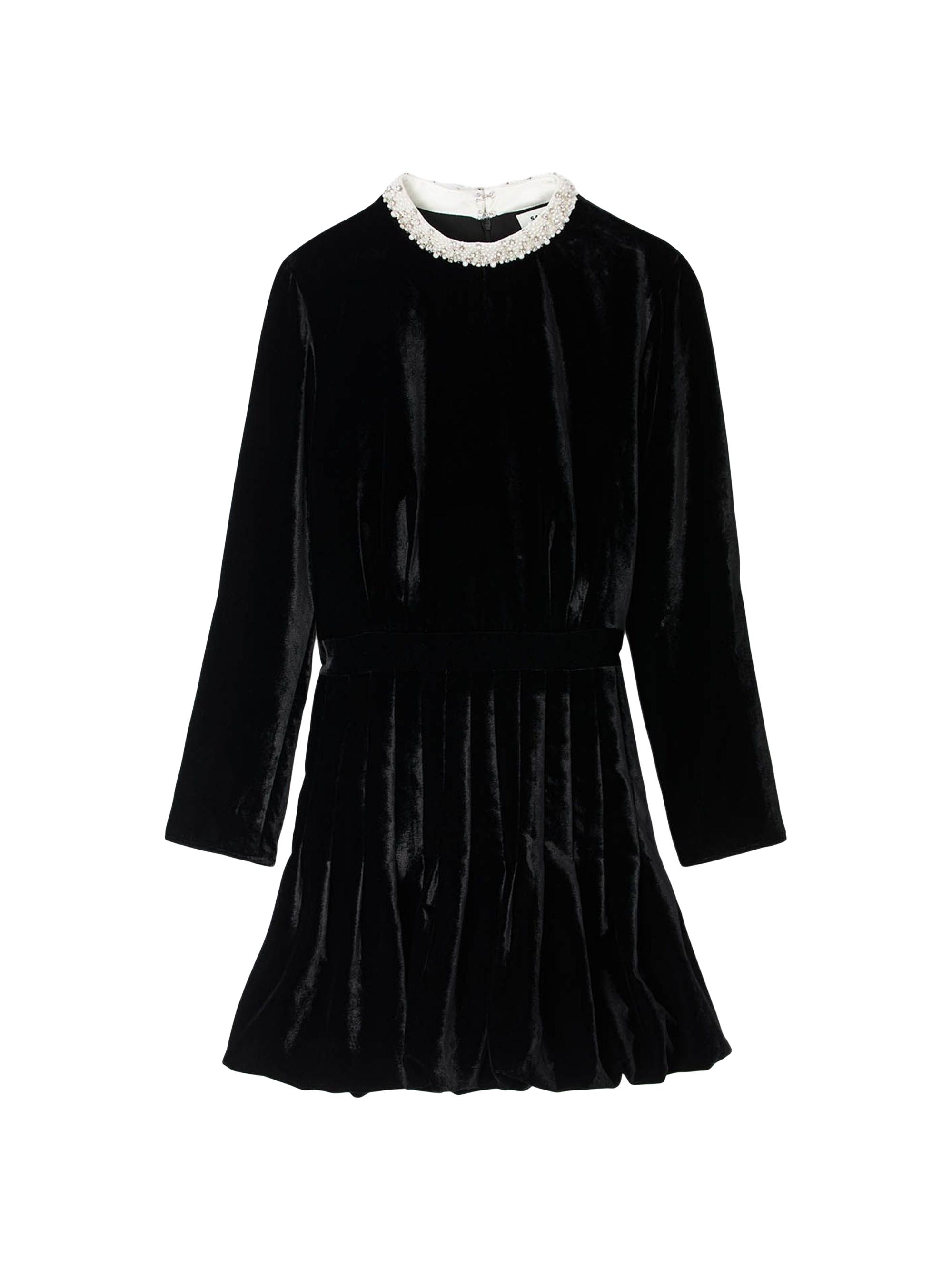 Sandro Women's Beaded Velvet Mini Dress - Black