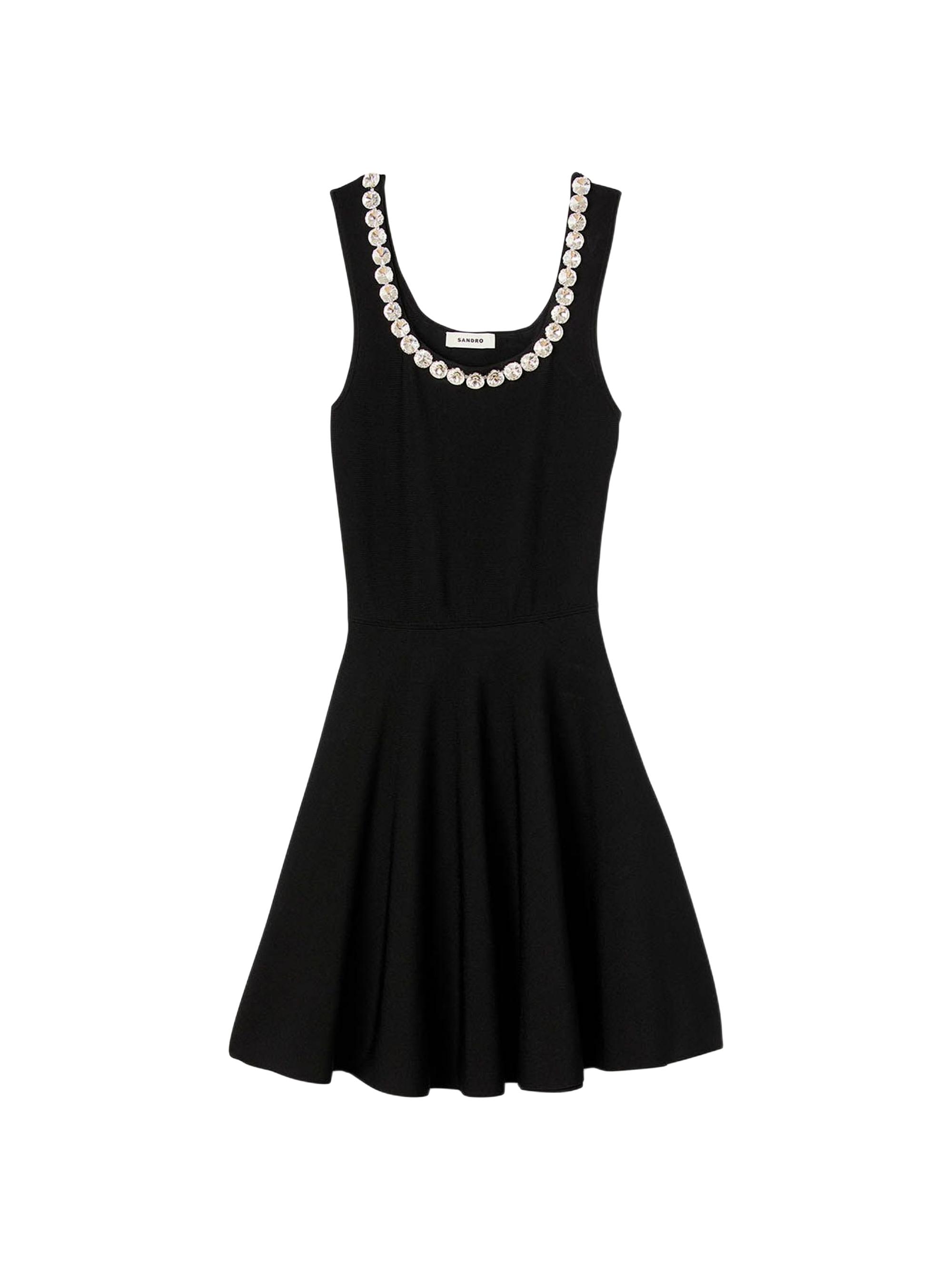 Sandro Women's Mini Dress with Rhinestone Neck - Black