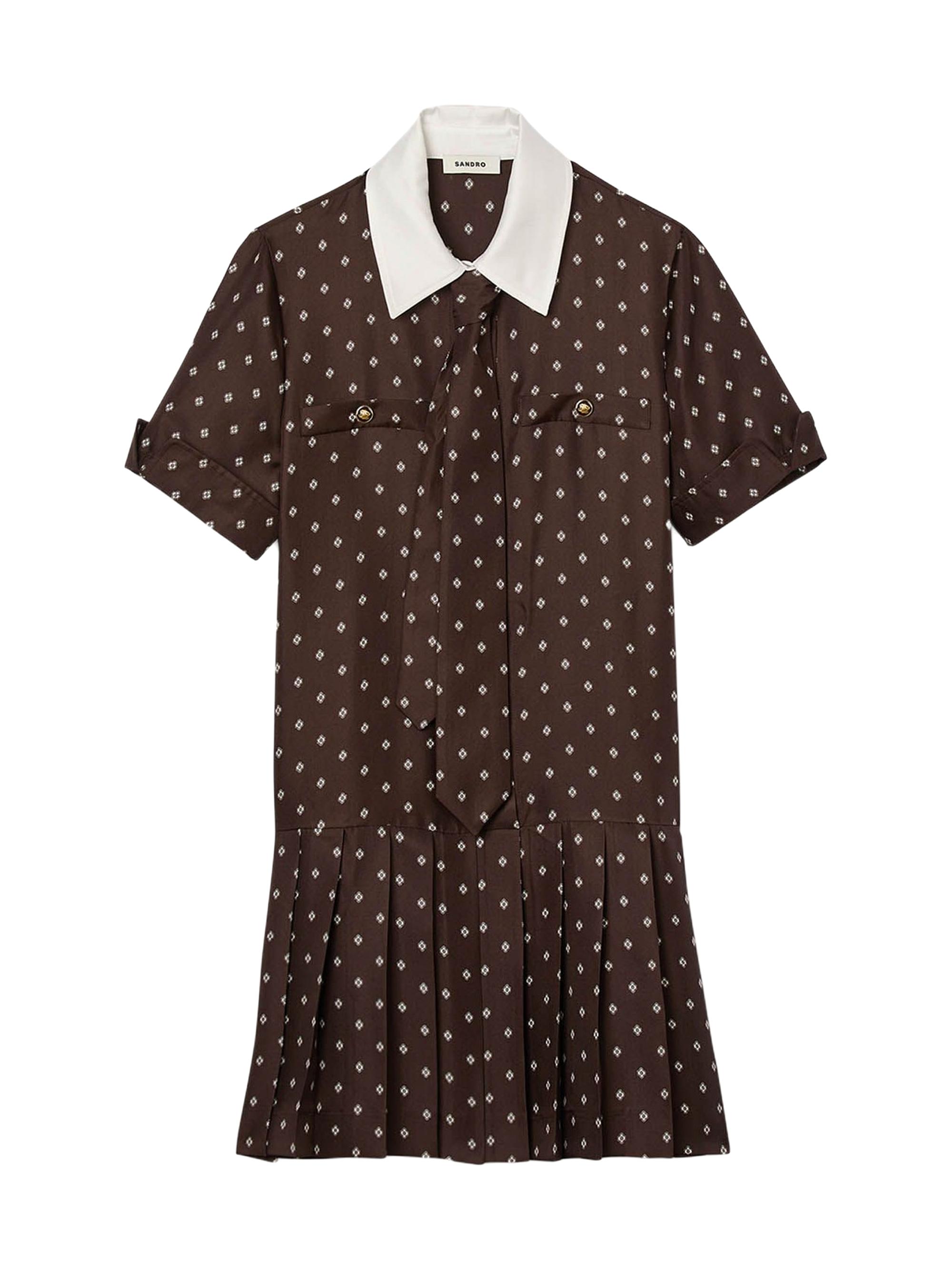 Sandro Women's Printed Satin-Effect Mini Dress - Brown White