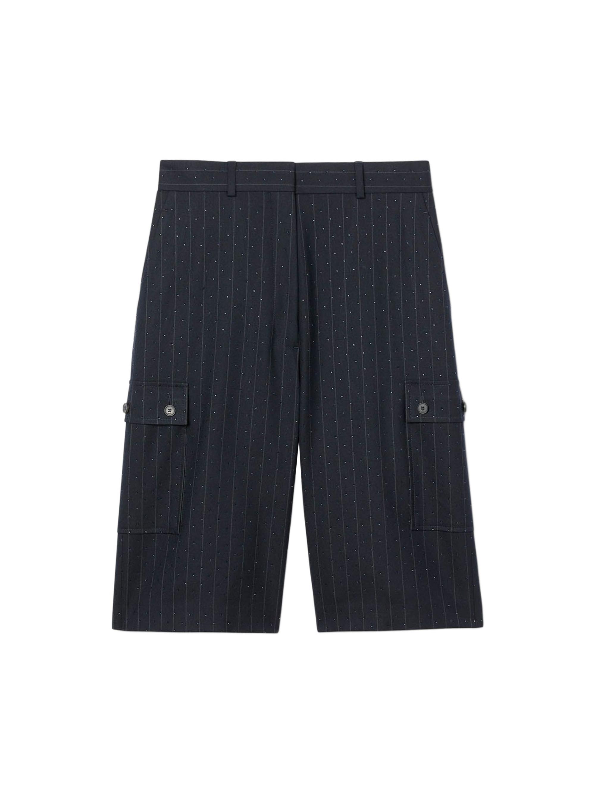 Sandro Women's Rhinestone Striped Bermuda Shorts - Navy Blue