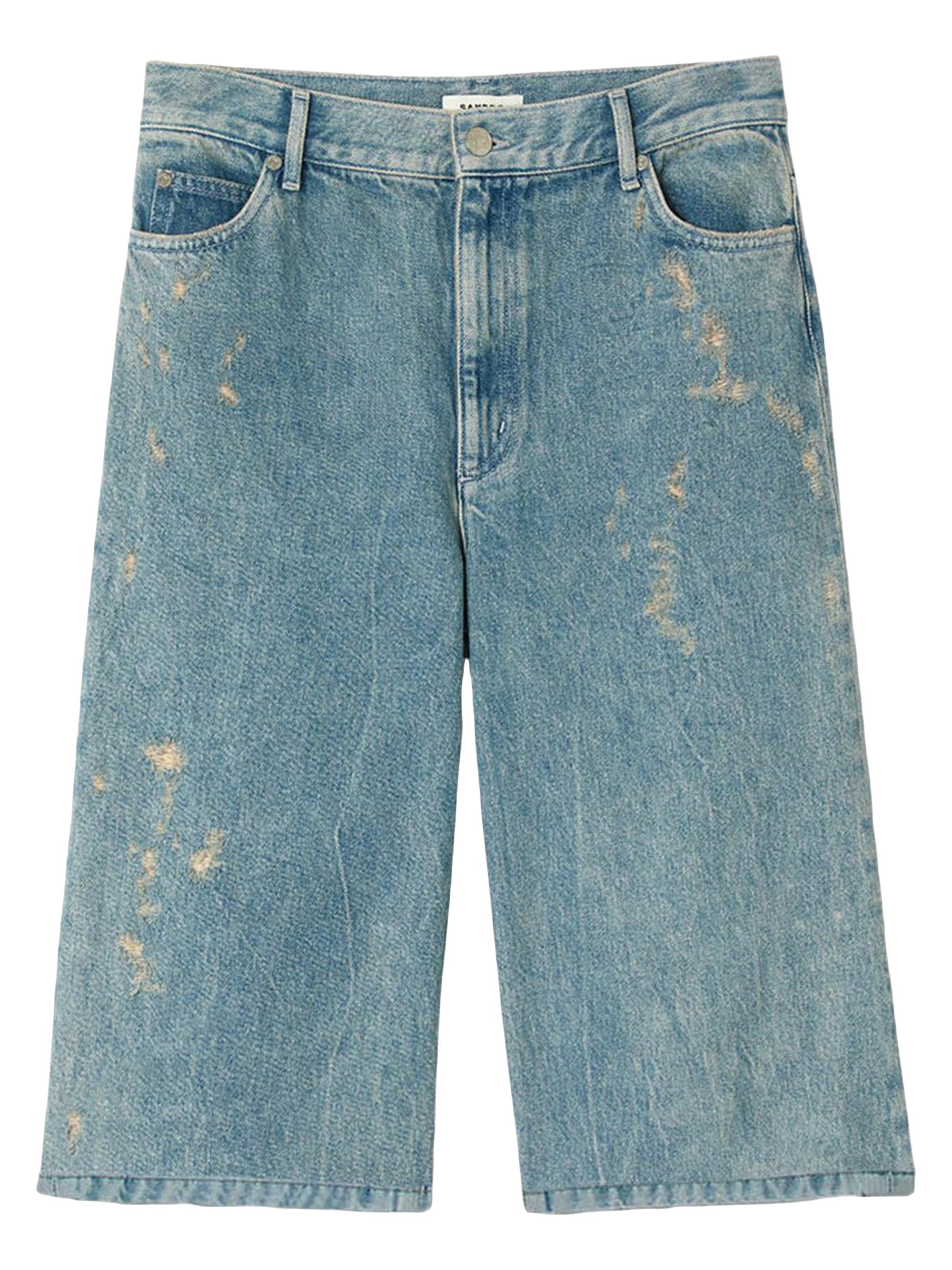 Sandro Women's Distressed Denim Bermuda Shorts - Blue Jean