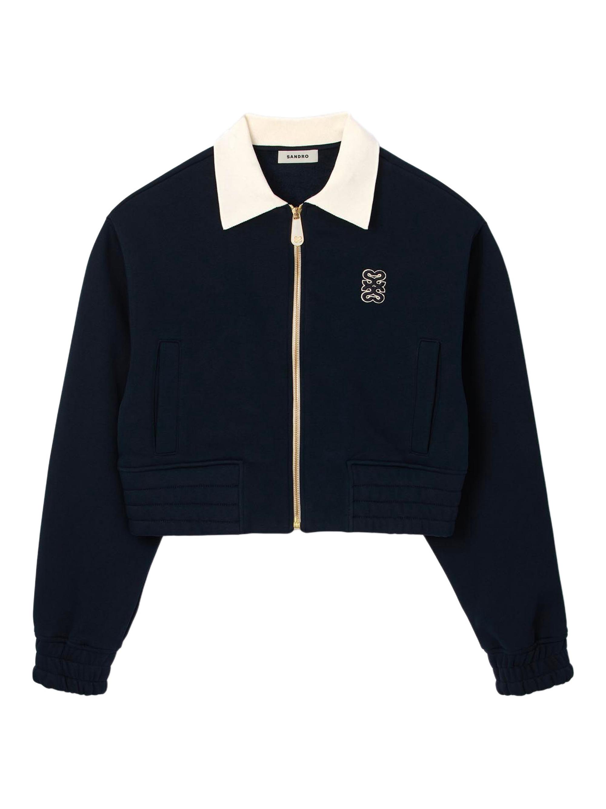 Sandro Cropped Two-Tone Sweatshirt | Saks Fifth Avenue