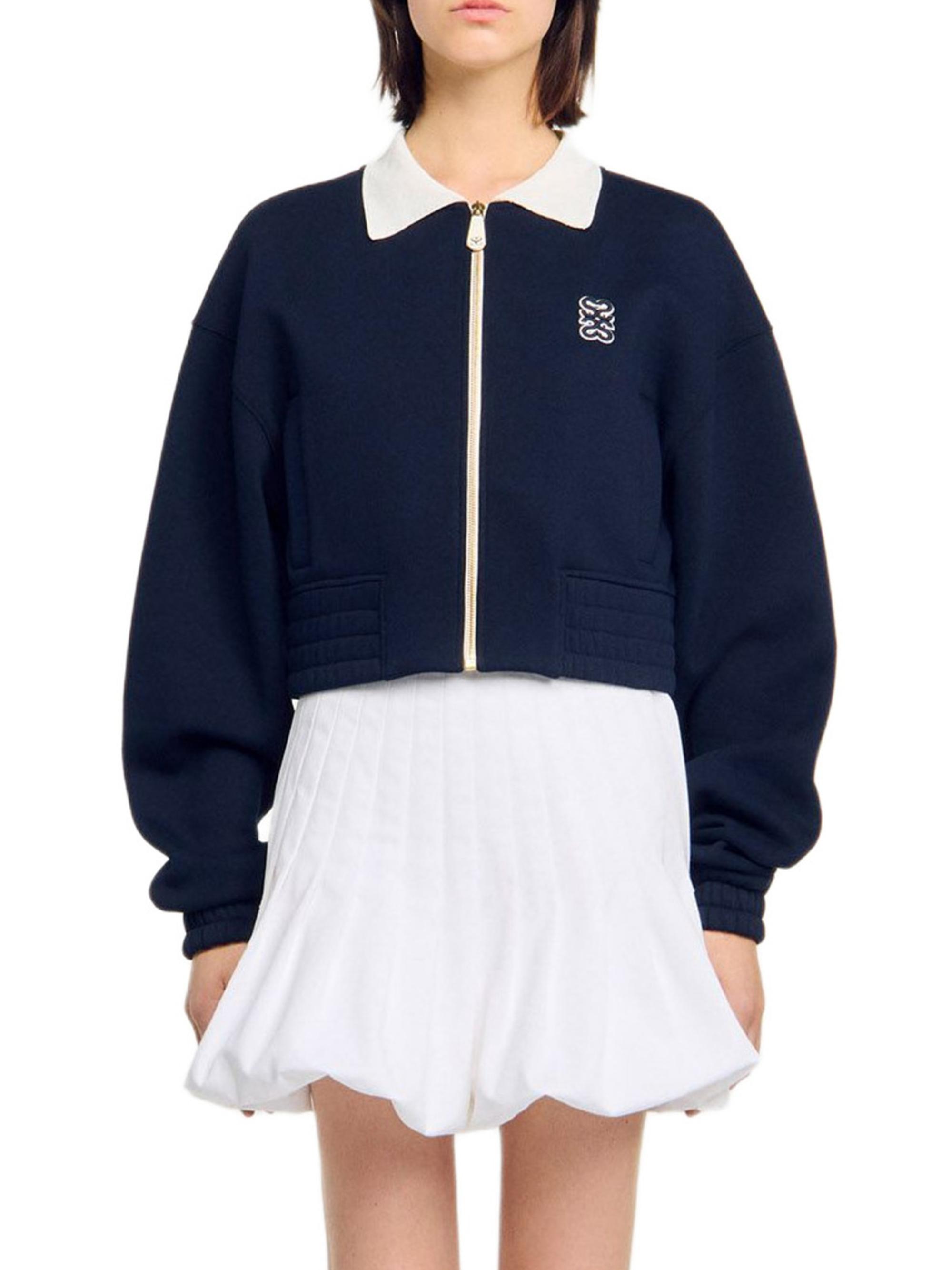 Sandro Cropped Two-Tone Sweatshirt | Saks Fifth Avenue