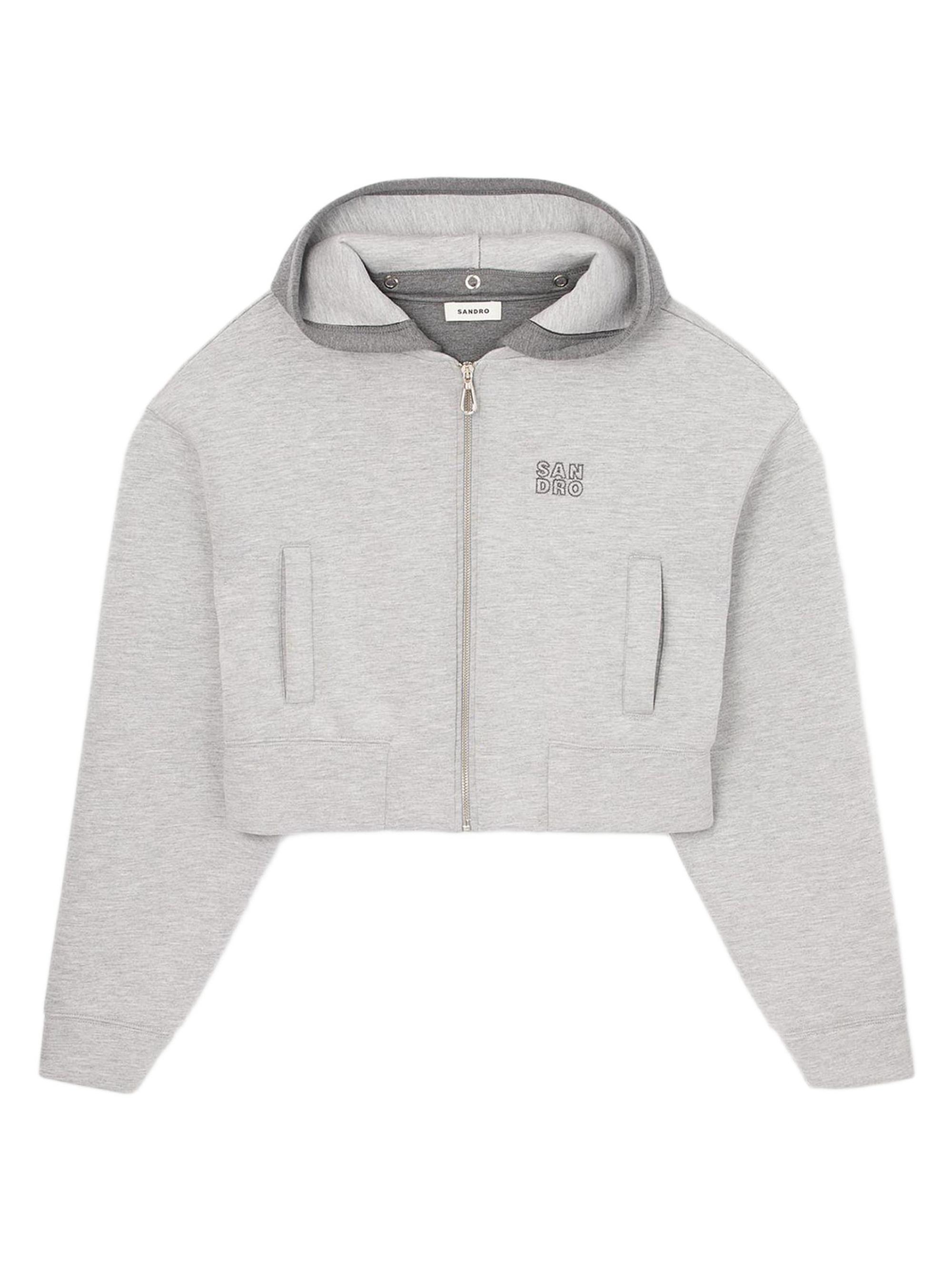 Sandro Women's Hooded Sweatshirt Jacket - Light Grey