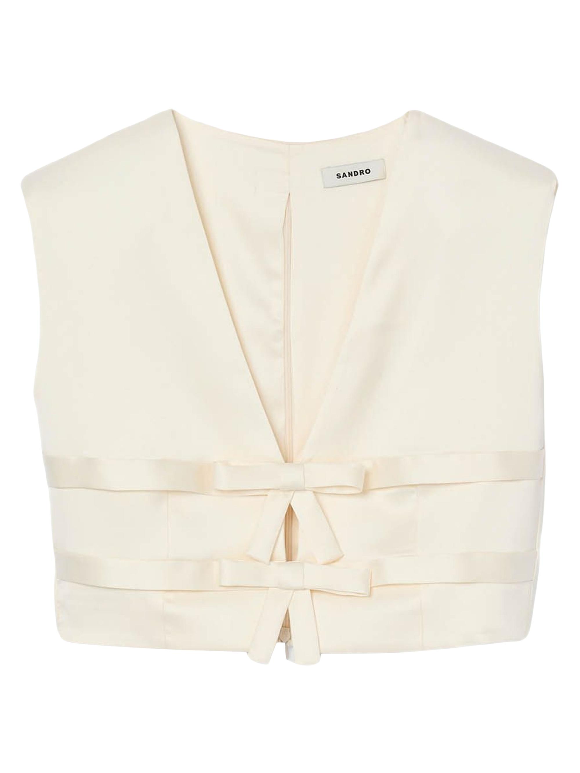 Sandro Women's Satin Crop Top - Ecru