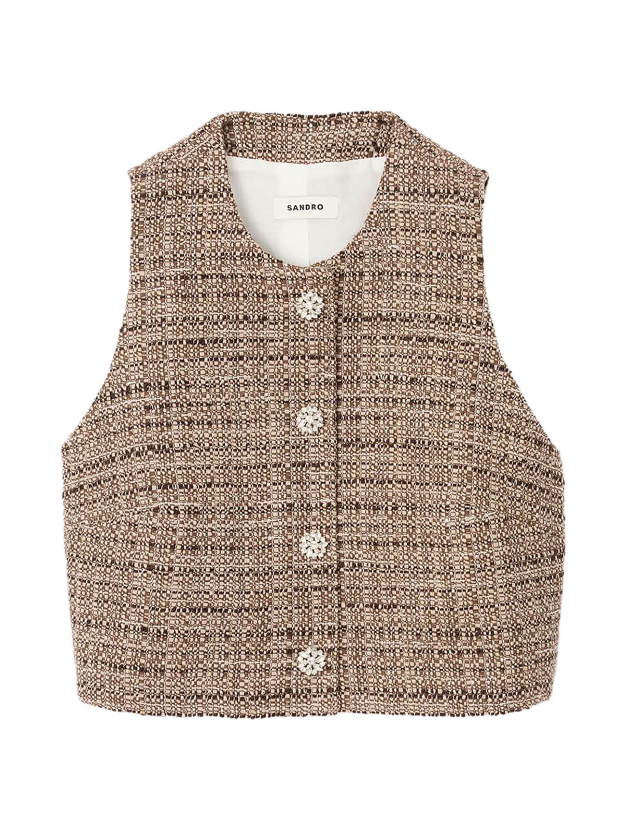 Sandro Women's Tweed Vest Top - Brown