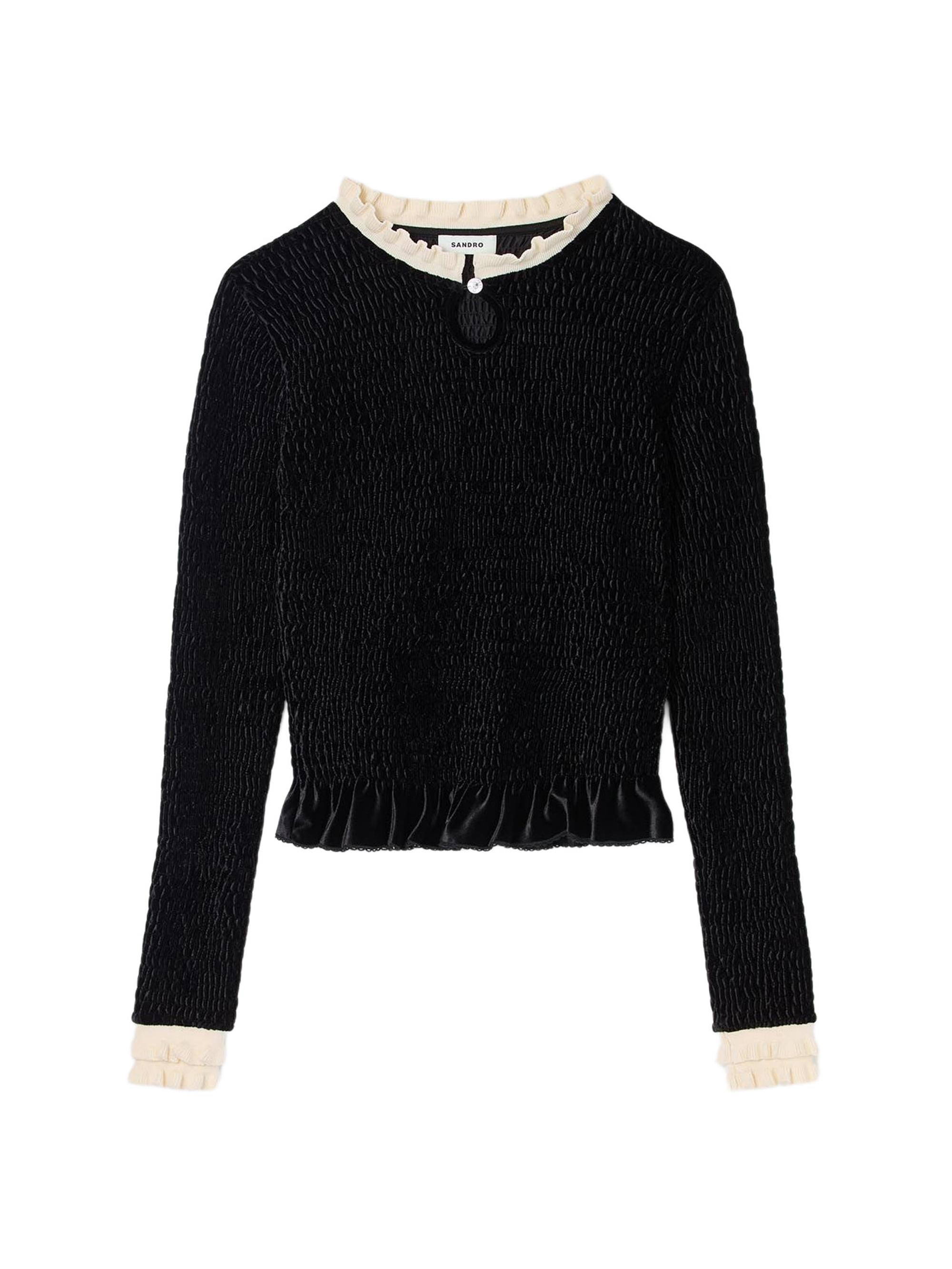 Sandro Women's Smocked T-Shirt - Black