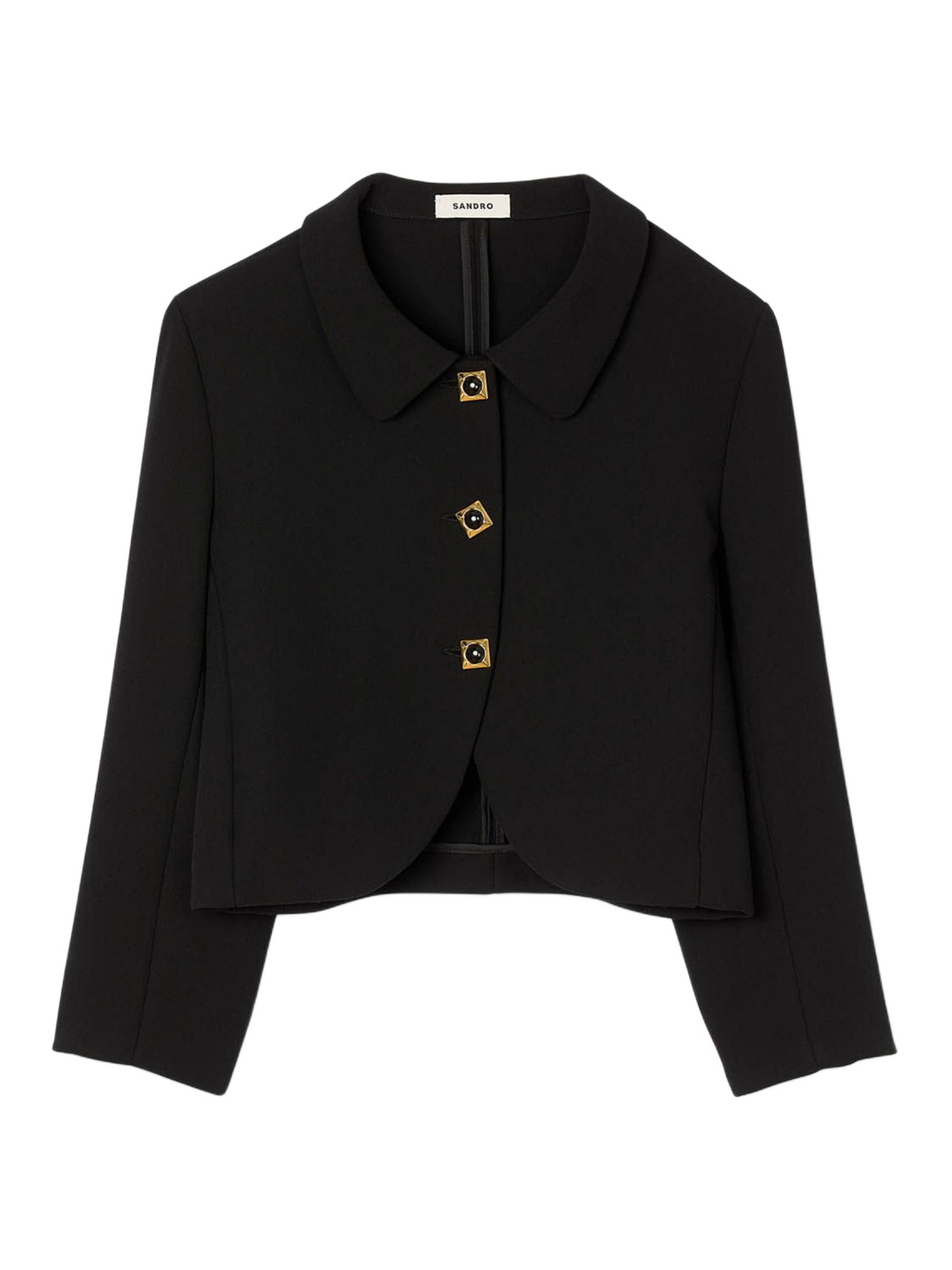 Sandro Women's Cropped Jacket with Jewel Buttons - Black