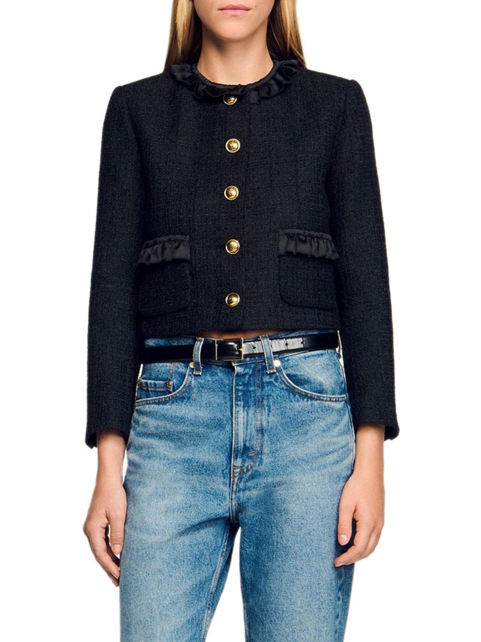 Sandro Ruffled Tweed Jacket | Saks Fifth Avenue