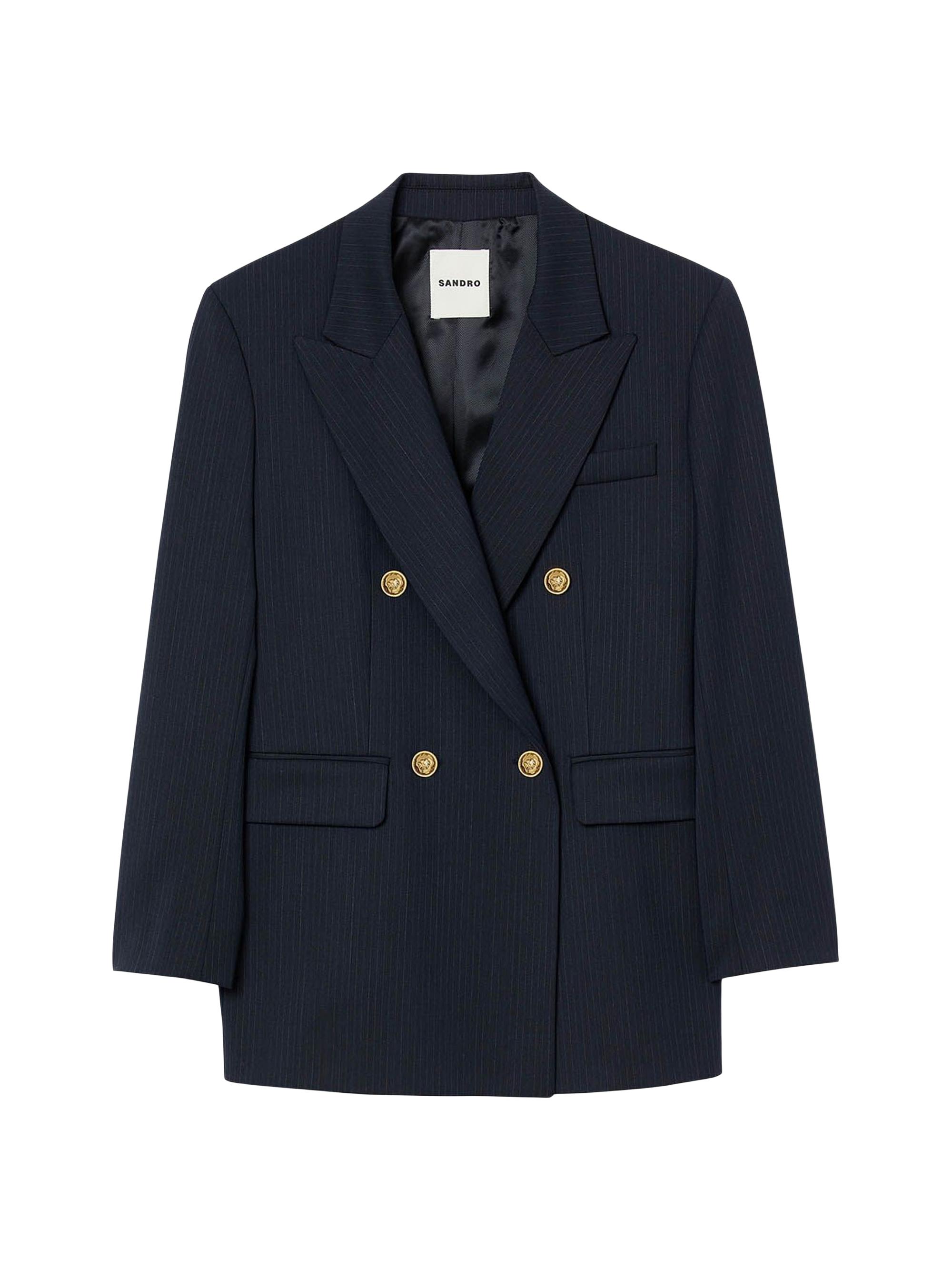 Sandro Women's Pinstripe Jacket - Navy Blue