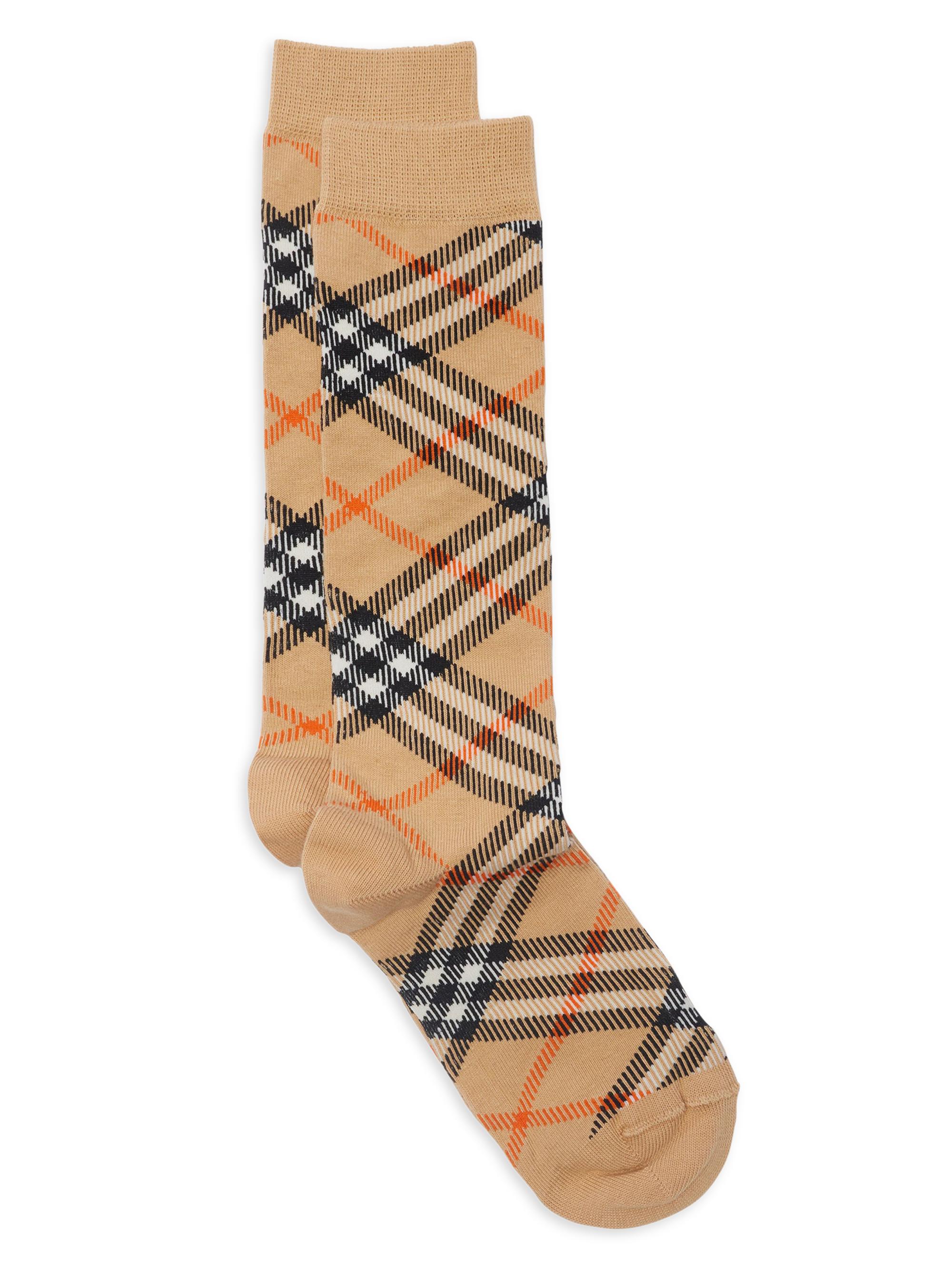 Burberry Kid's Check Cotton-Blend Socks - Sand