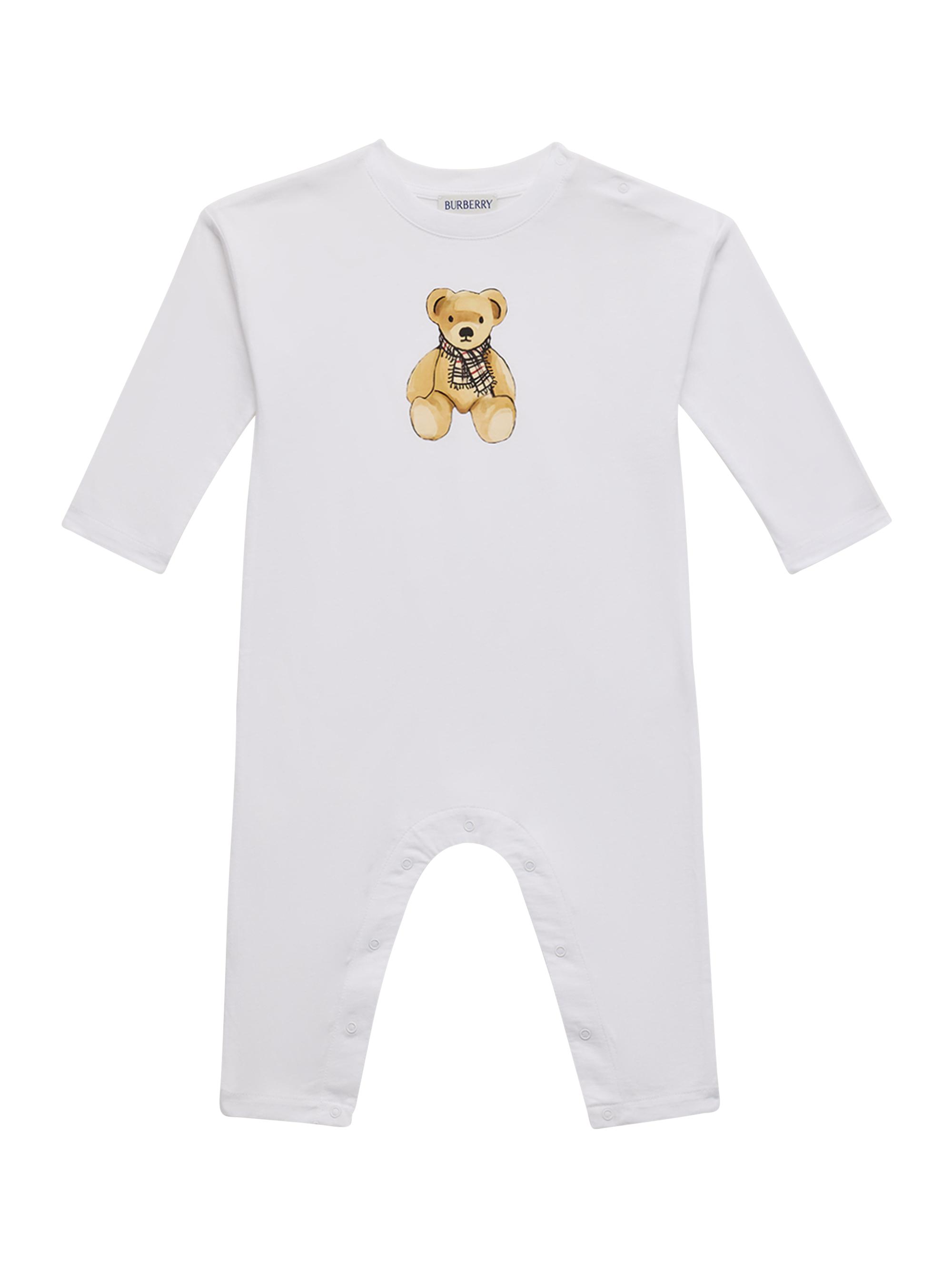 Burberry Baby's Casey Mini Bear Coveralls - White 18 Months