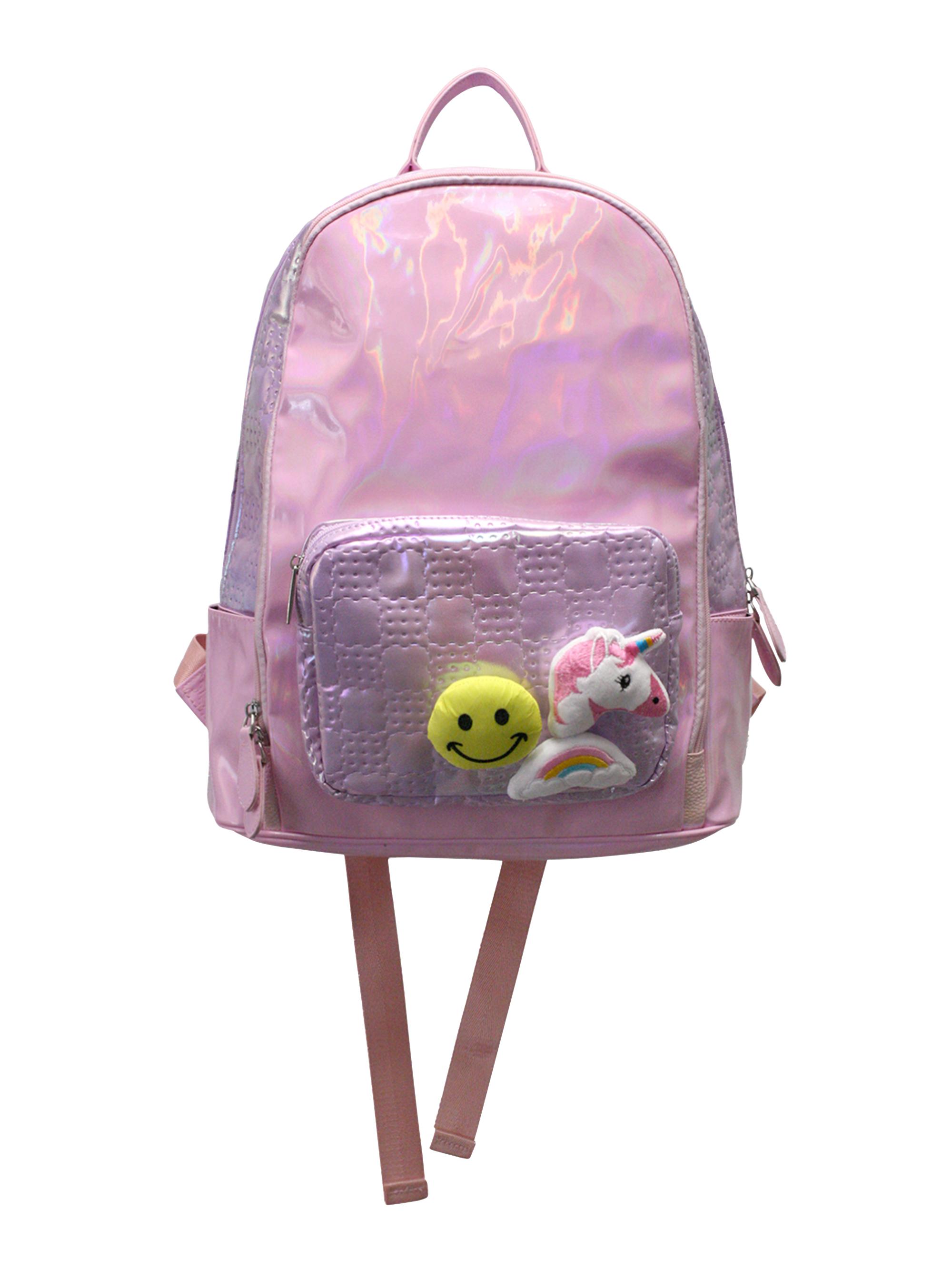 Bari Lynn Girl's Shiny Appliqué Backpack - Pink