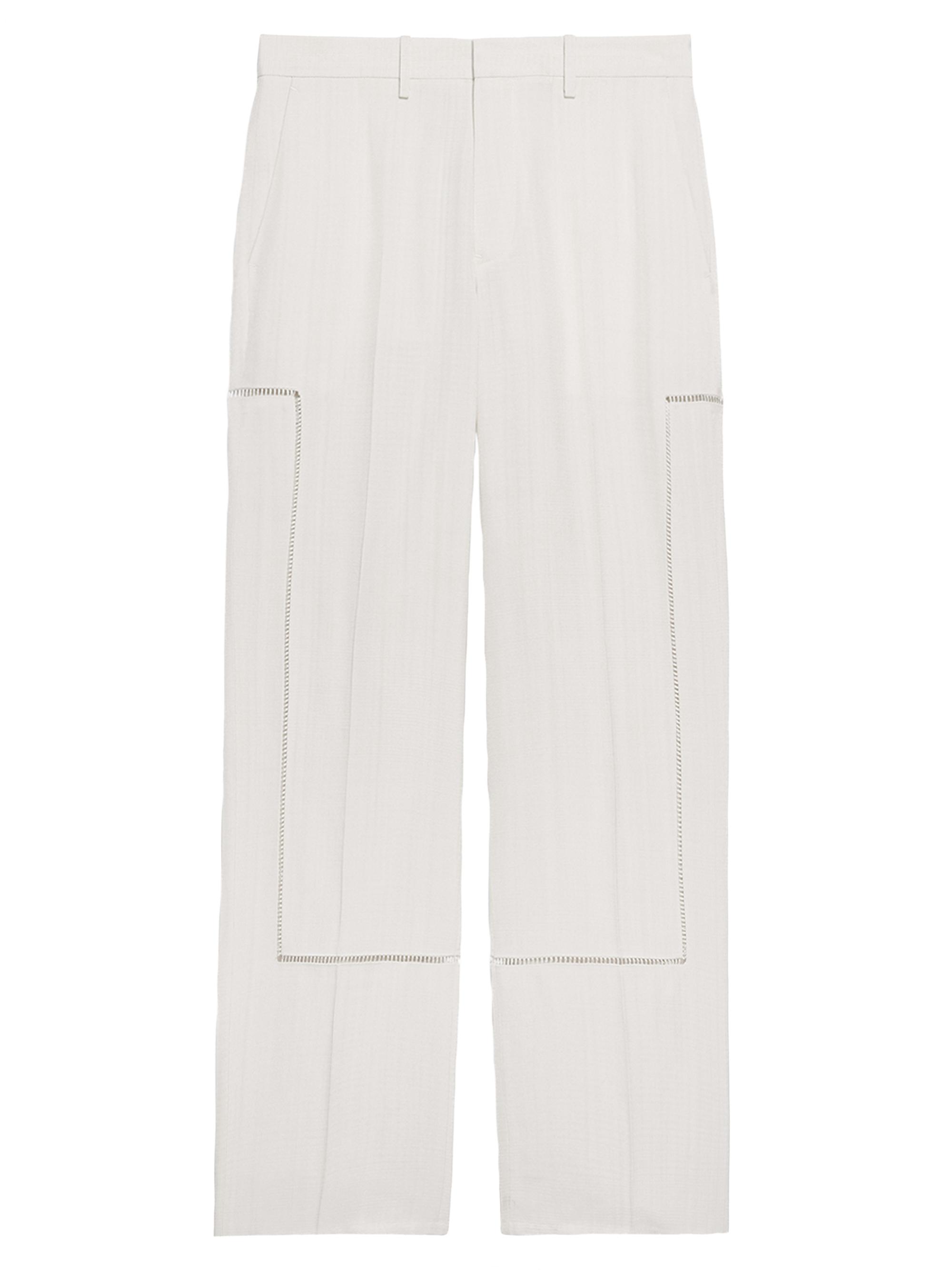 Helmut Lang Men's Ladder-Stitch Mid-Rise Straight-Leg Carpenter Pants - White