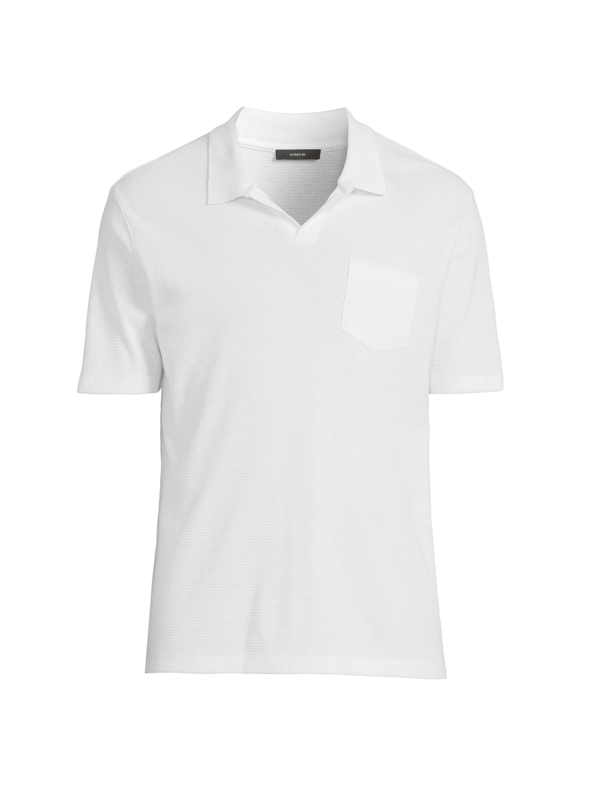 Vince Men's Birdseye Cotton Johnny Collar Shirt - Optic White