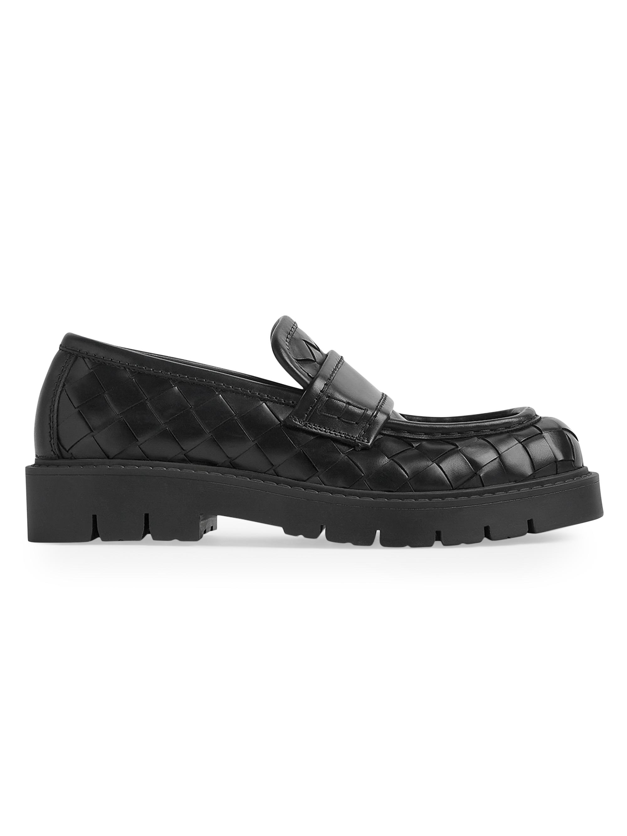 Bottega Veneta Women's Intrecciato Leather Loafers - Black