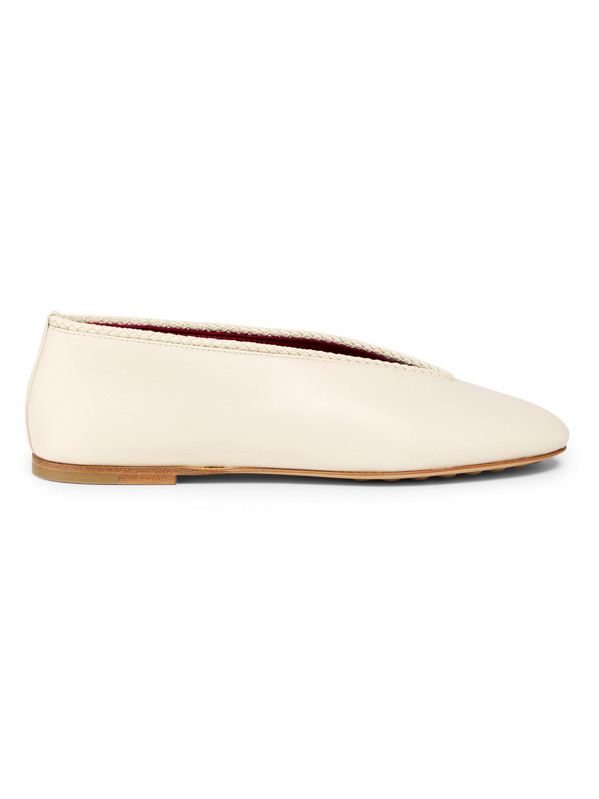 Bottega Veneta Women's Leather Ballet Flats - Sea Salt