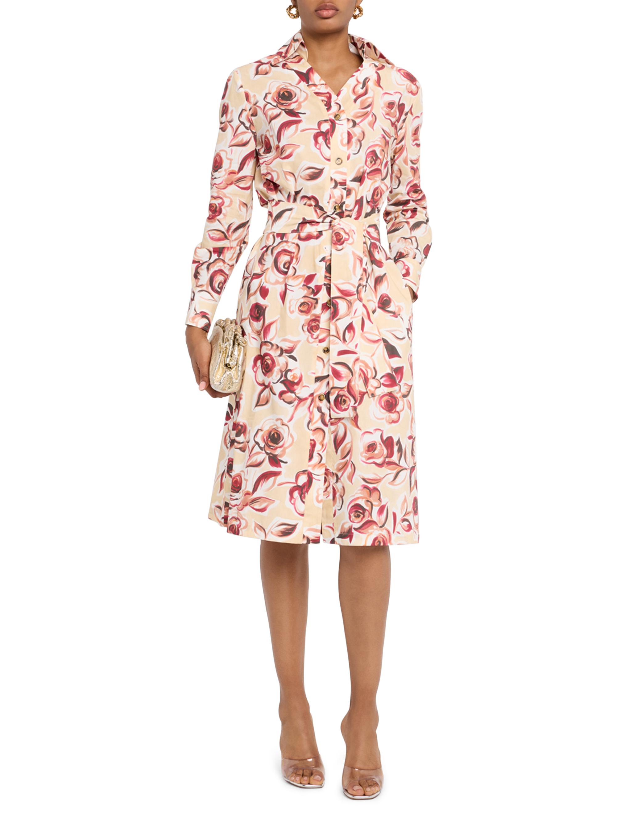 Chiara Boni La Petite Robe Women's Belted Rose Midi-Shirtdress - Multi Pattern | Thumbnail 3