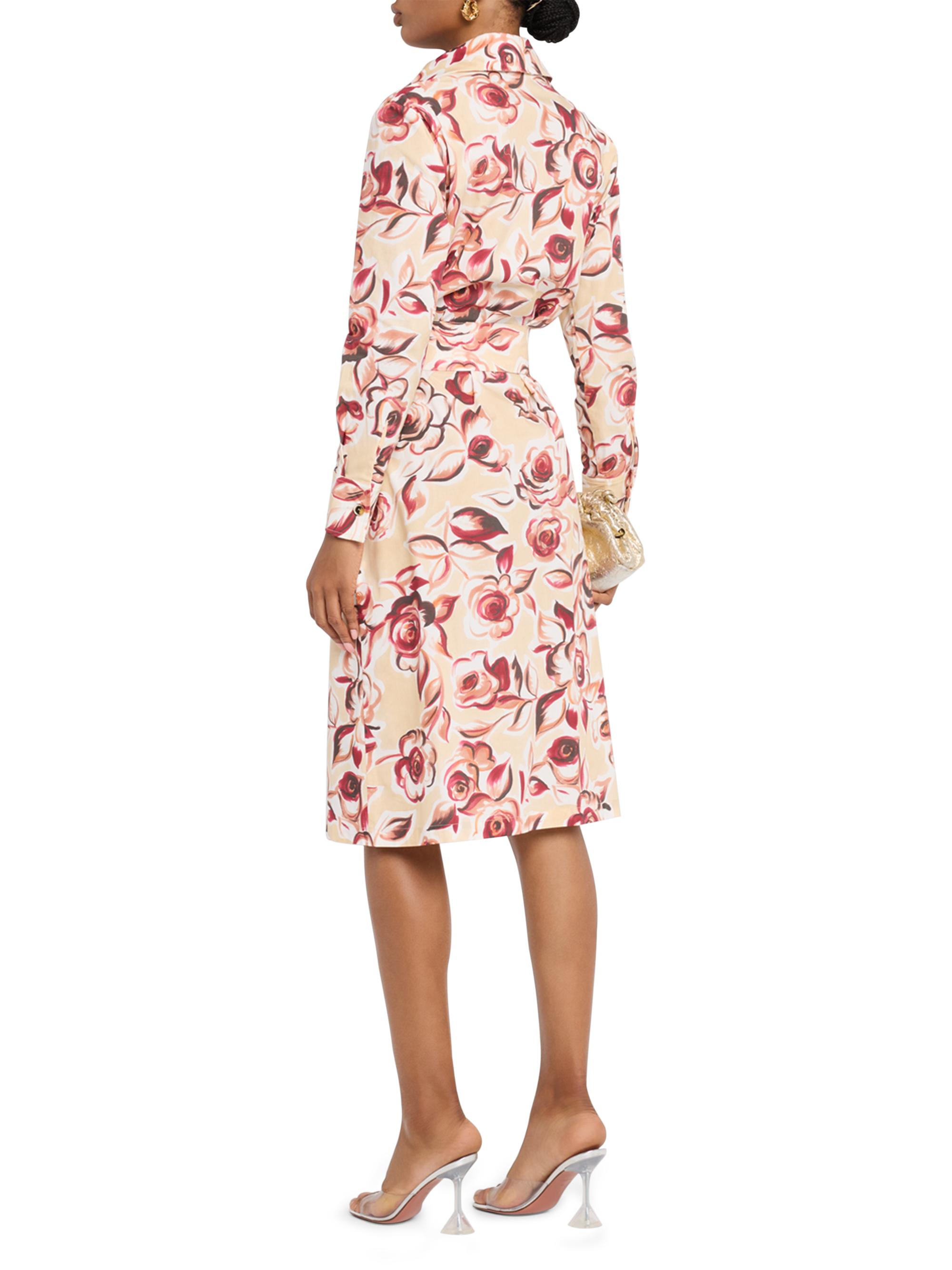 Chiara Boni La Petite Robe Women's Belted Rose Midi-Shirtdress - Multi Pattern | Thumbnail 4