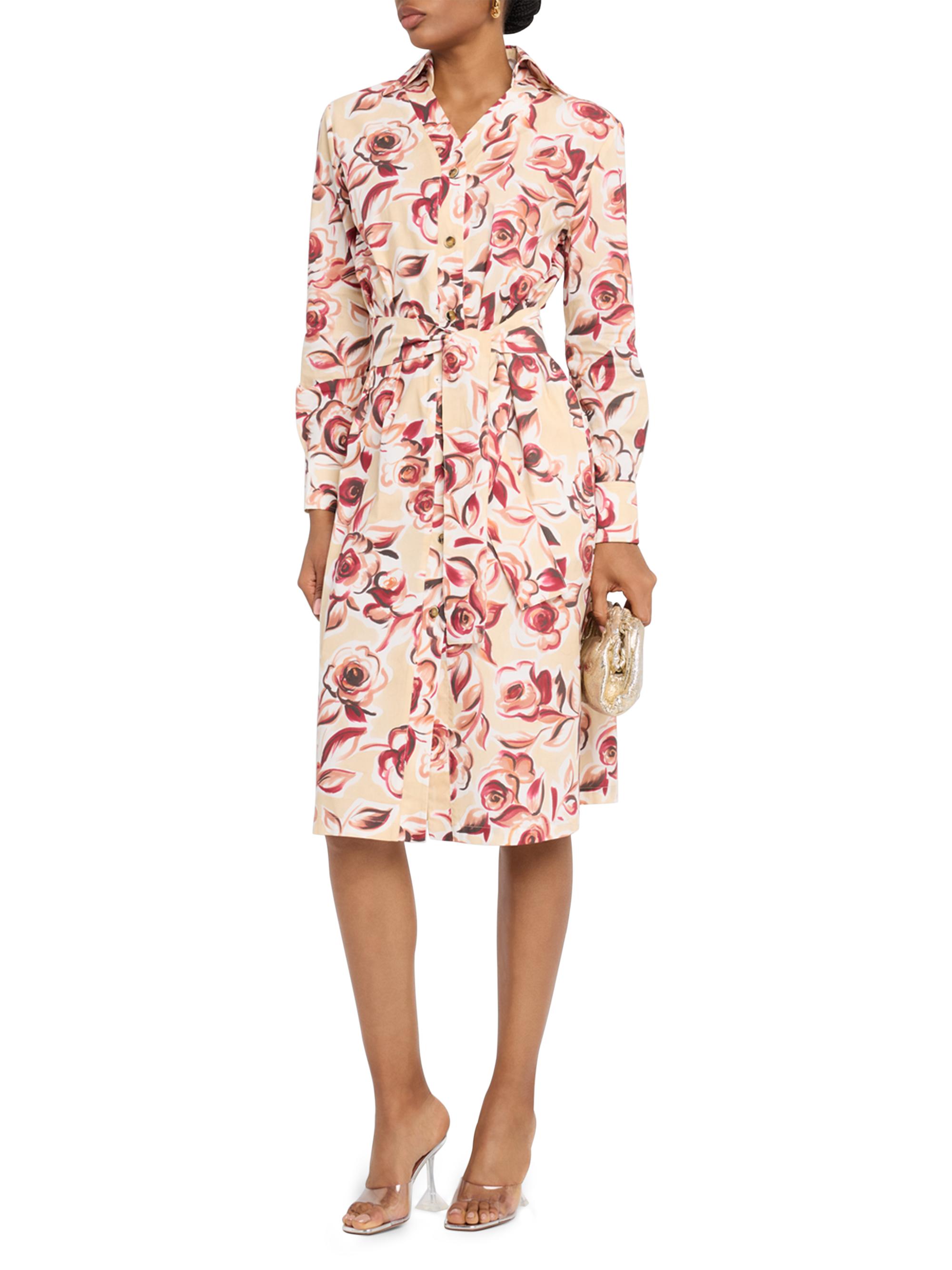Chiara Boni La Petite Robe Women's Belted Rose Midi-Shirtdress - Multi Pattern | Thumbnail 2