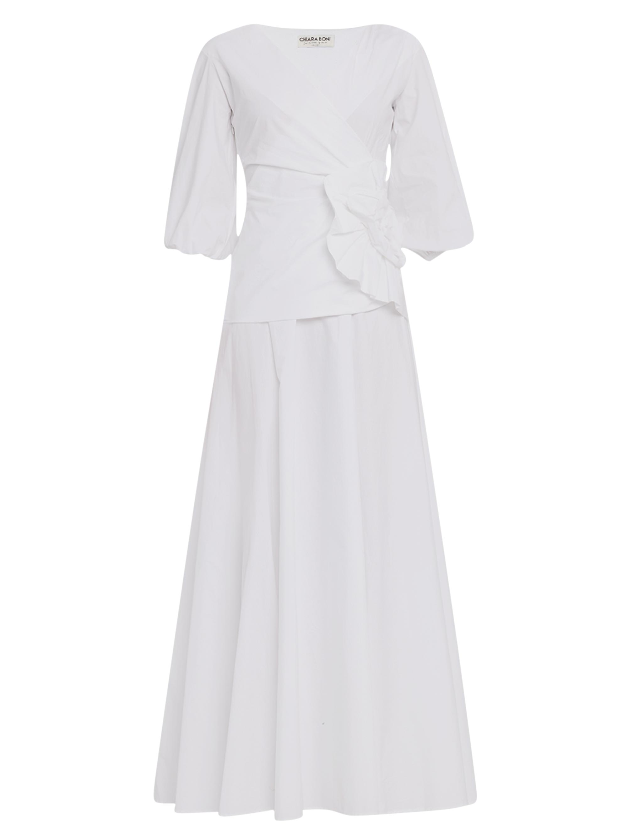 Chiara Boni La Petite Robe Women's Flower-Appliquéd Stretch Cotton Maxi Dress - White