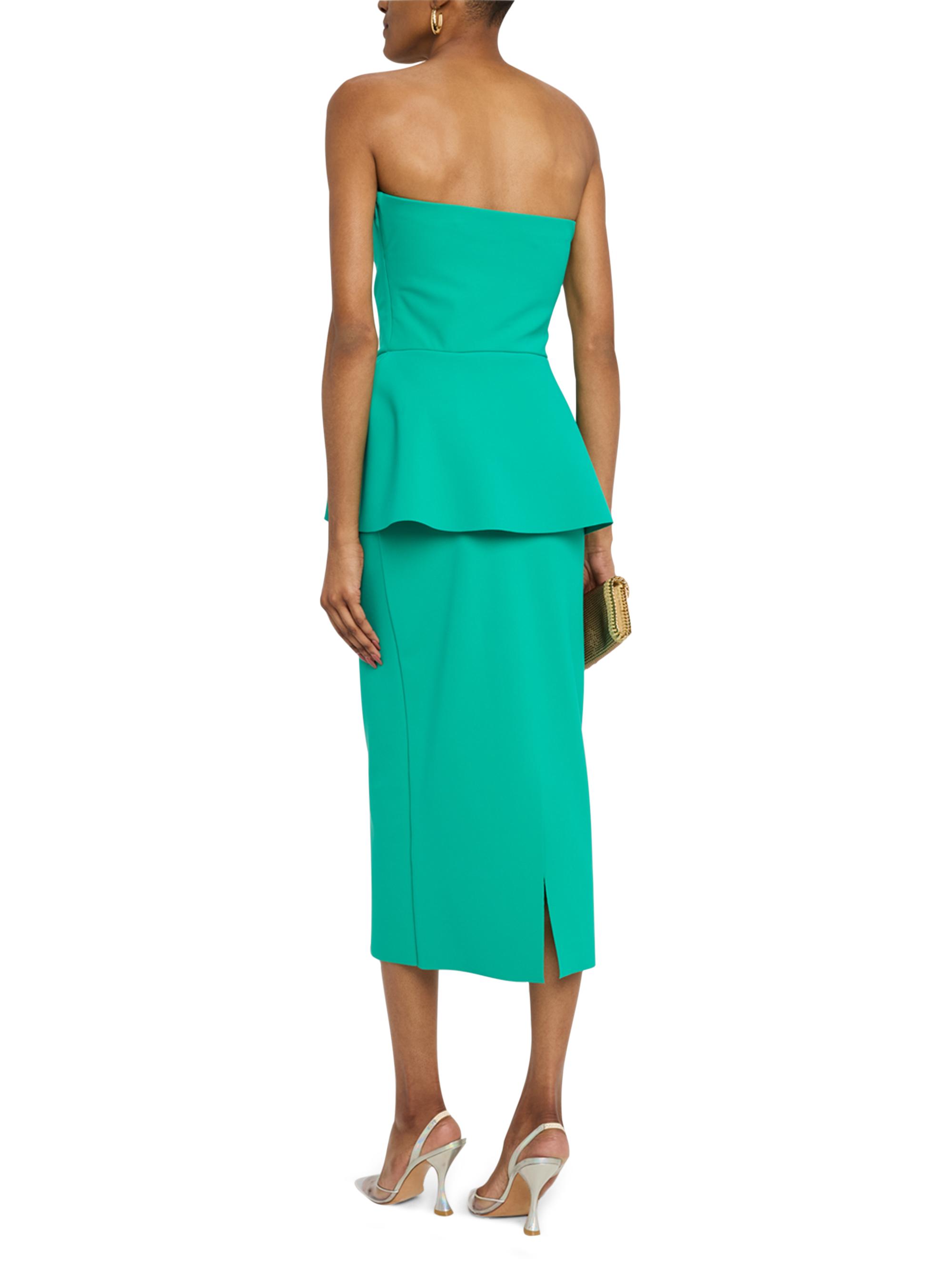 knee length dresses for ladies Jones White Strapless Midi Dress With Tulle Peplum Waist – Club L London main image 1
