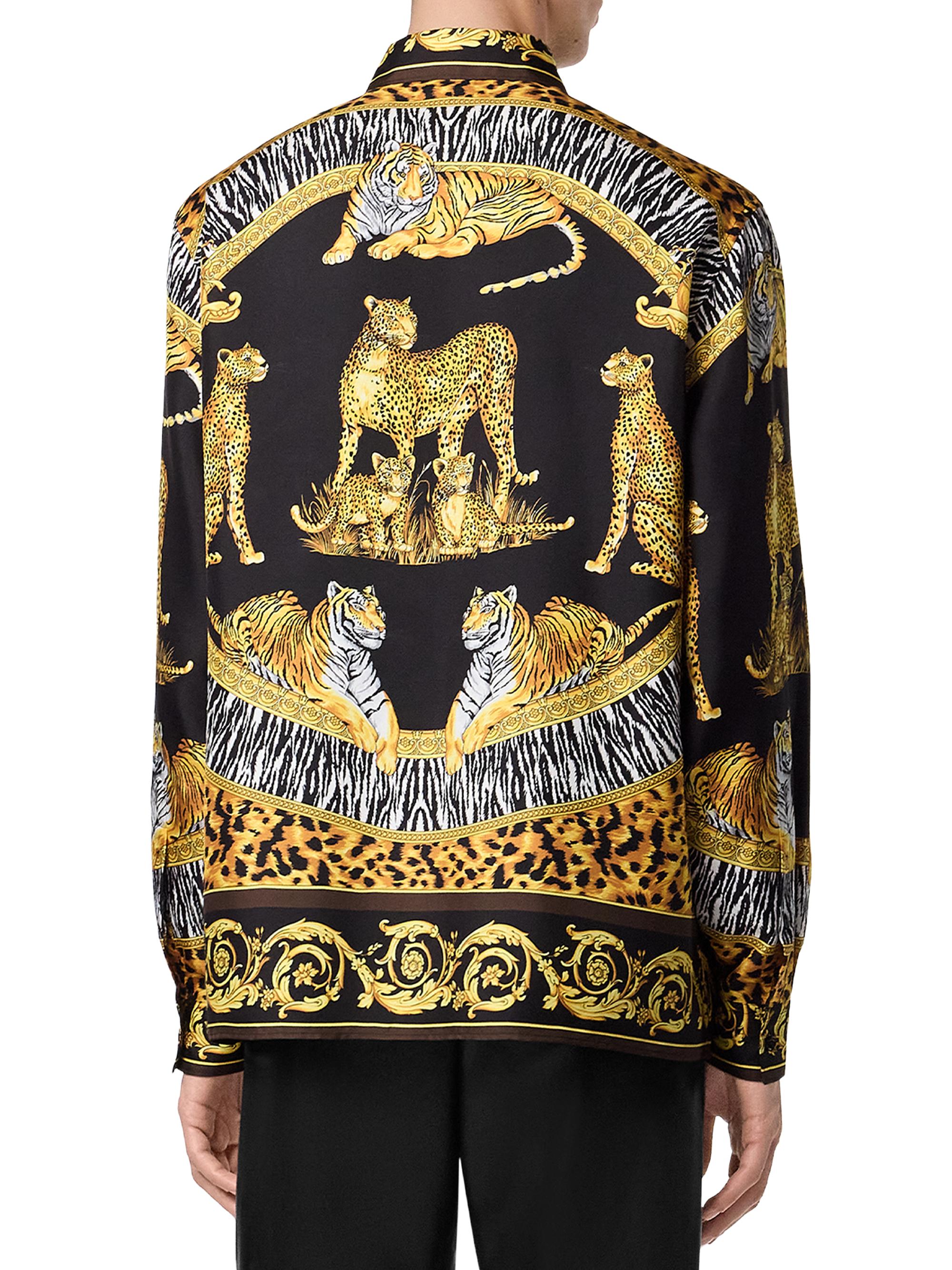 Versace Wild Cats Silk Long-Sleeve Shirt | Saks Fifth Avenue