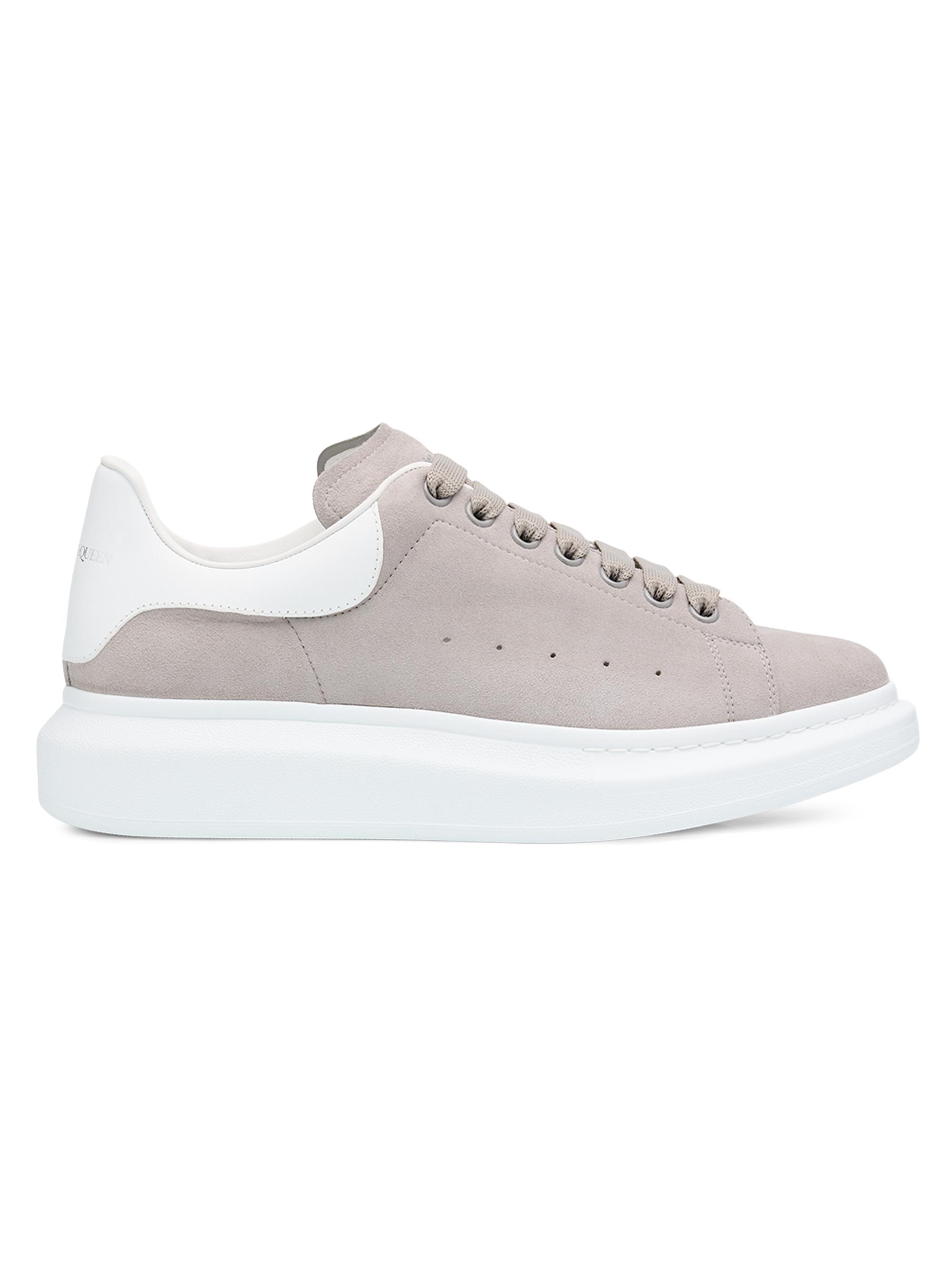 McQueen Men's Oversized Suede Low-Top Sneakers - Grey White