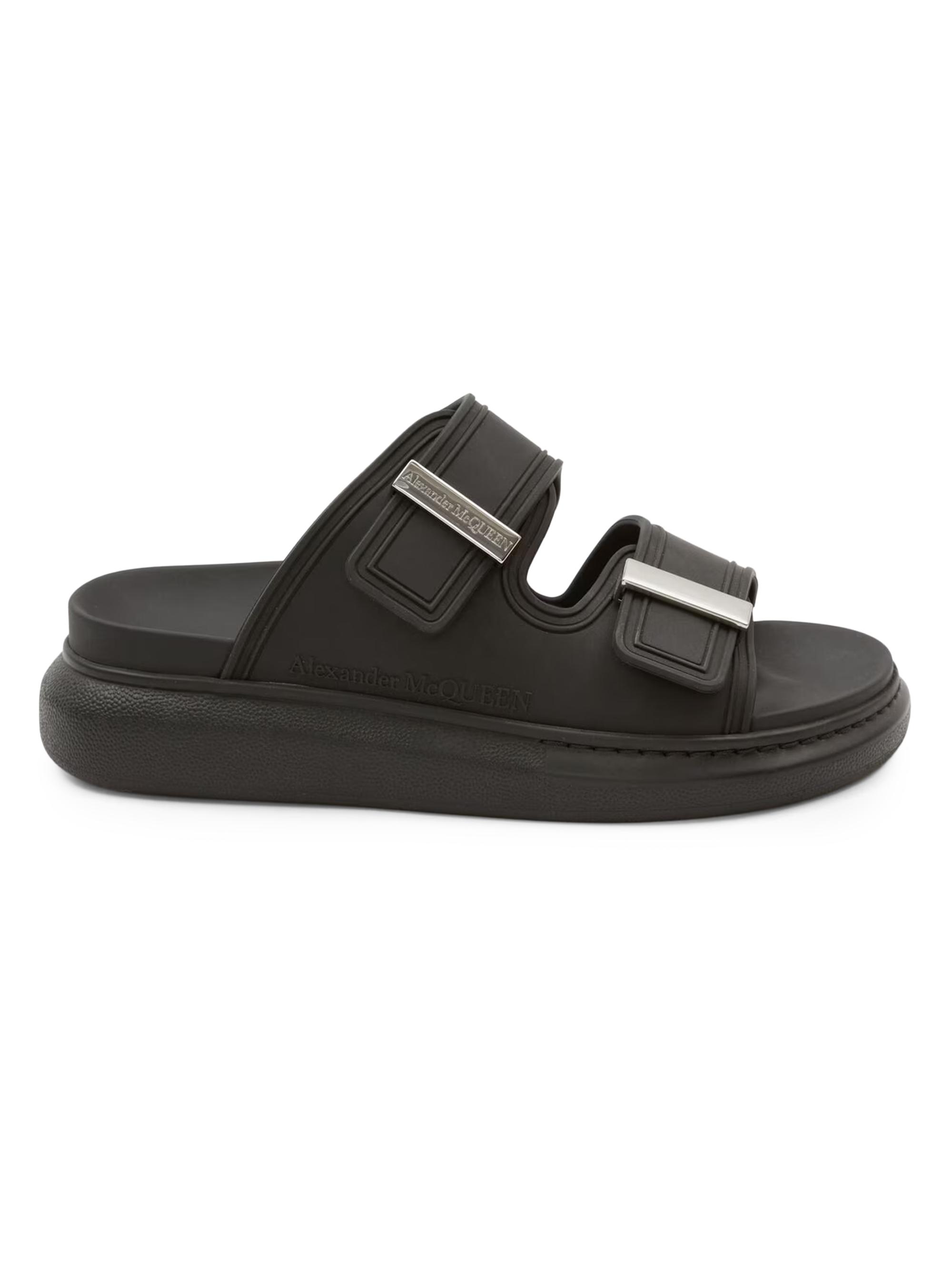 McQueen Men's Hybrid Double-Buckle Sandals - Black Silver